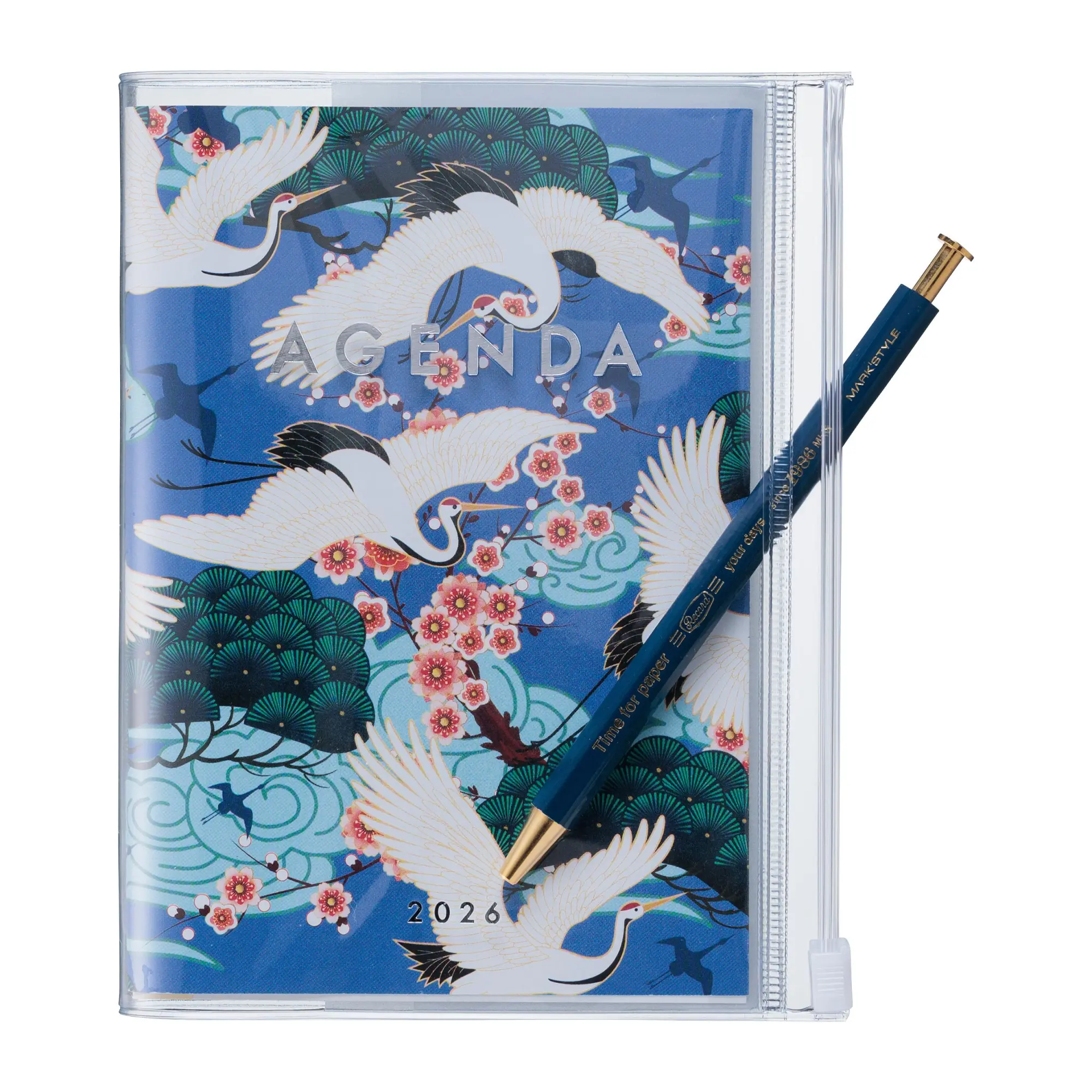 Bild: 4550045143829 | MARK'S 2025/26 Taschenkalender, A6 Japan / Birds // Blue | MARK'S Inc.
