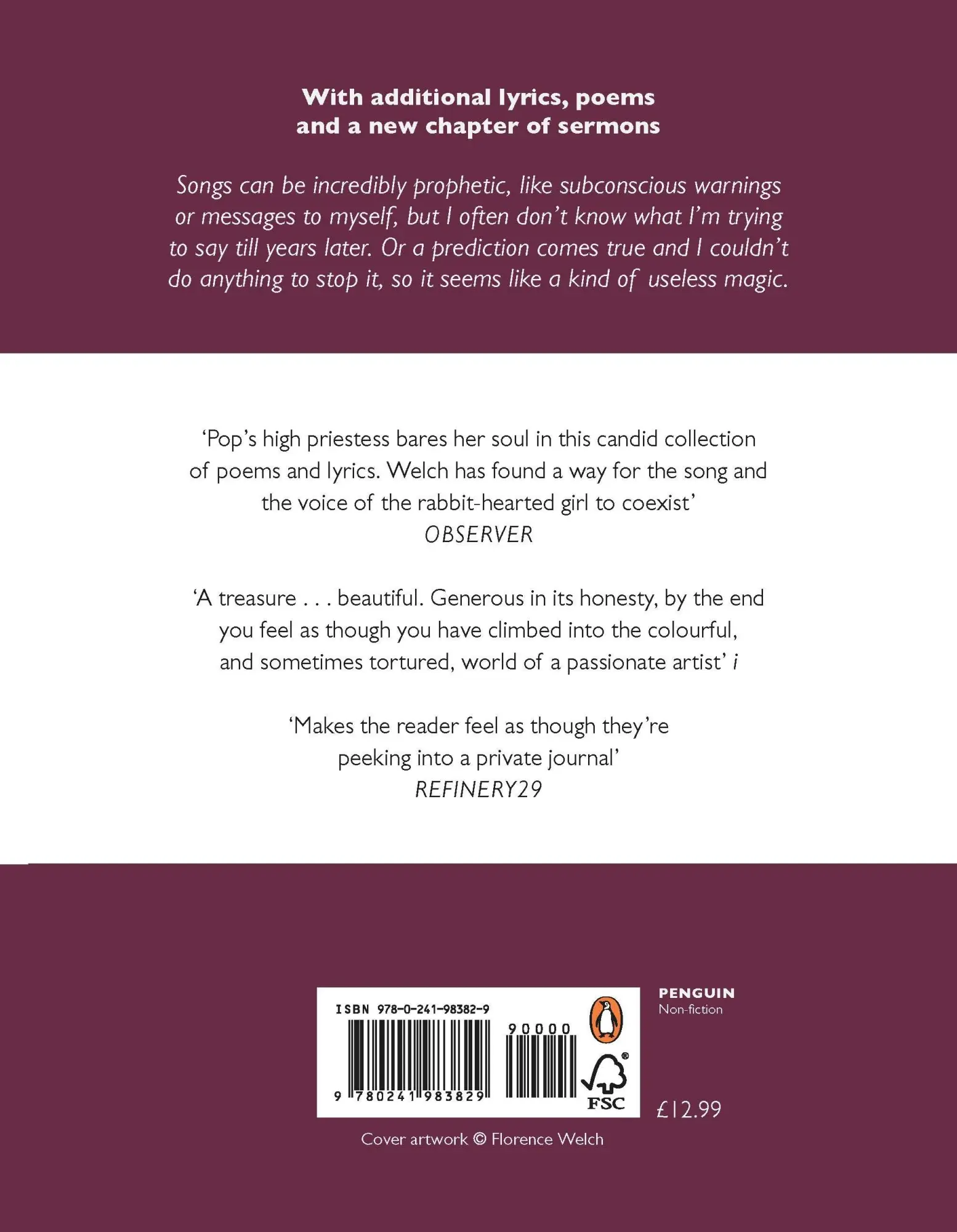 Rückseite: 9780241983829 | Useless Magic | Lyrics, Poetry and Sermons | Florence Welch | Buch