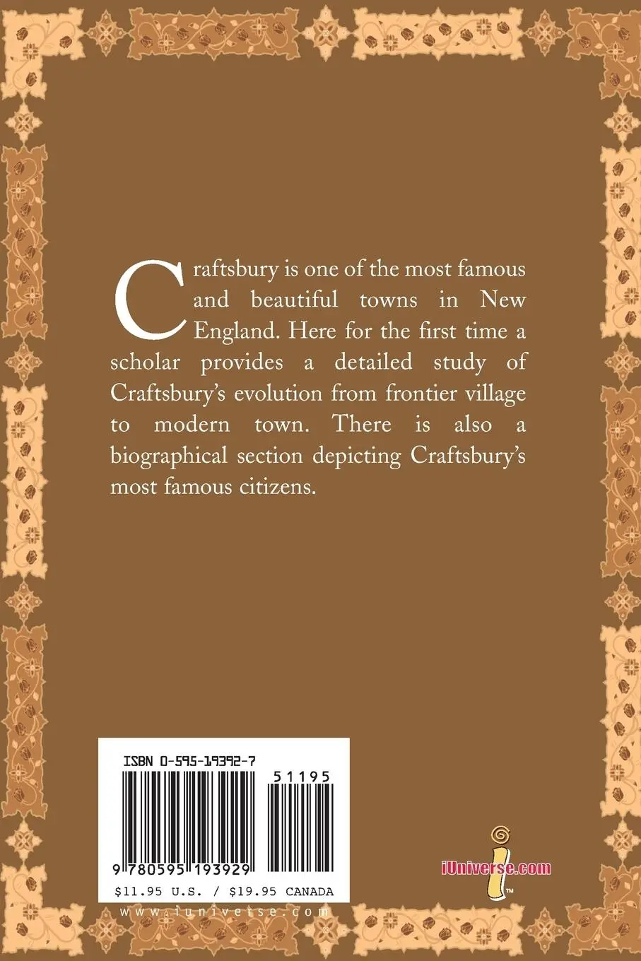 Rückseite: 9780595193929 | Craftsbury | A Brief Social History | Daniel A. Metraux | Taschenbuch