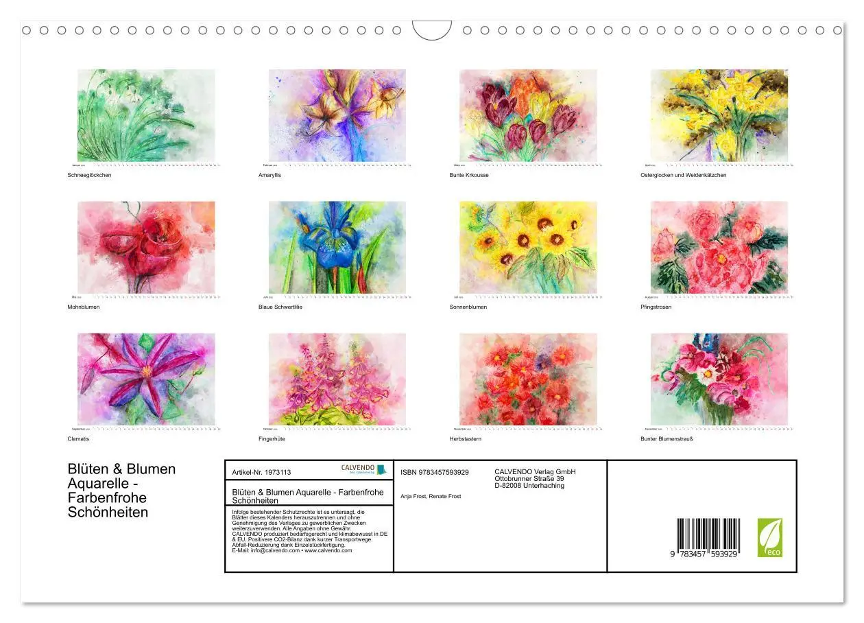 Bild: 9783457593929 | Blüten &amp; Blumen Aquarelle - Farbenfrohe Schönheiten (Wandkalender...