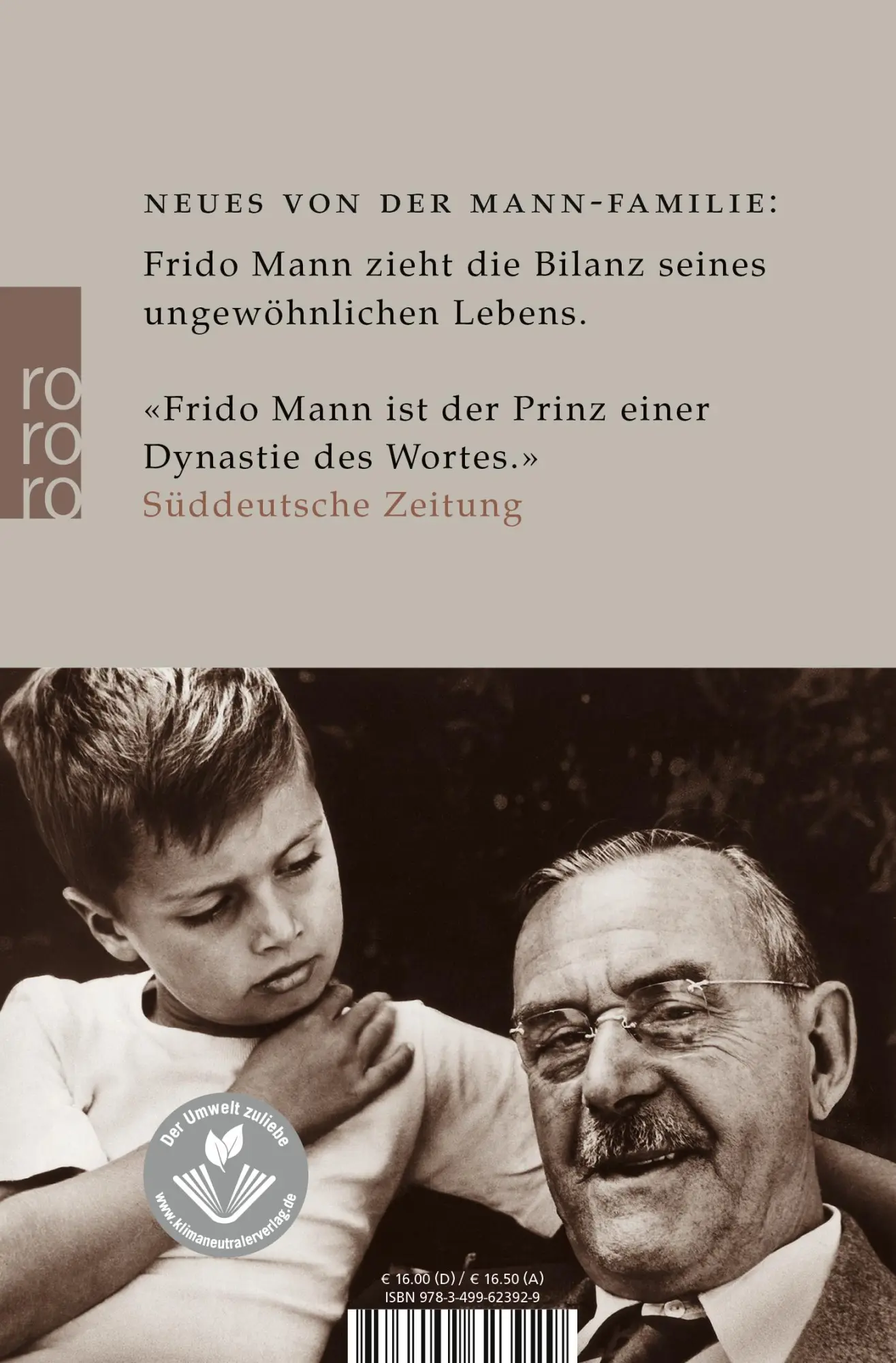 Rückseite: 9783499623929 | Achterbahn | Ein Lebensweg | Frido Mann | Taschenbuch | 384 S. | 2009