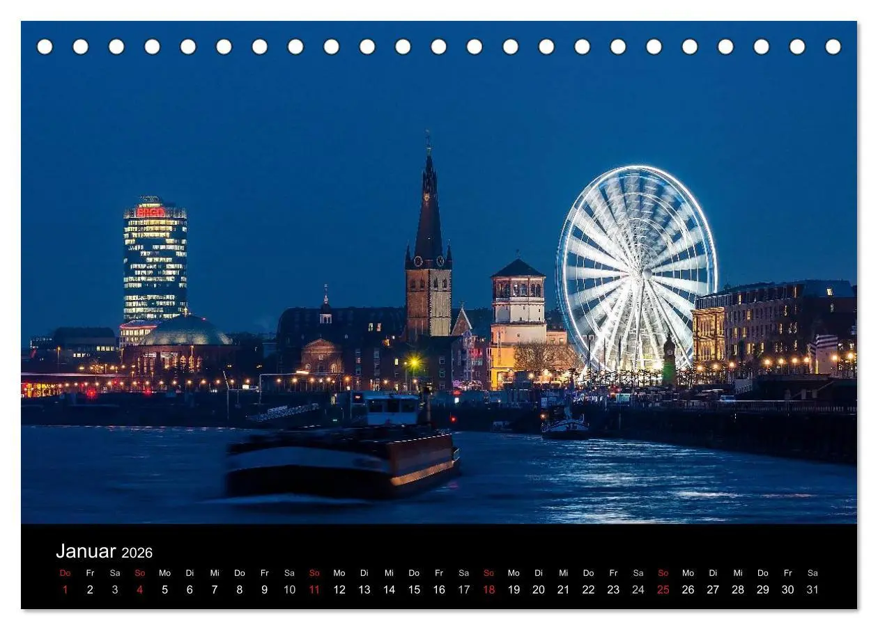 Bild: 9783516133929 | Düsseldorf - Ansichten am Abend (Tischkalender 2026 DIN A5 quer),...