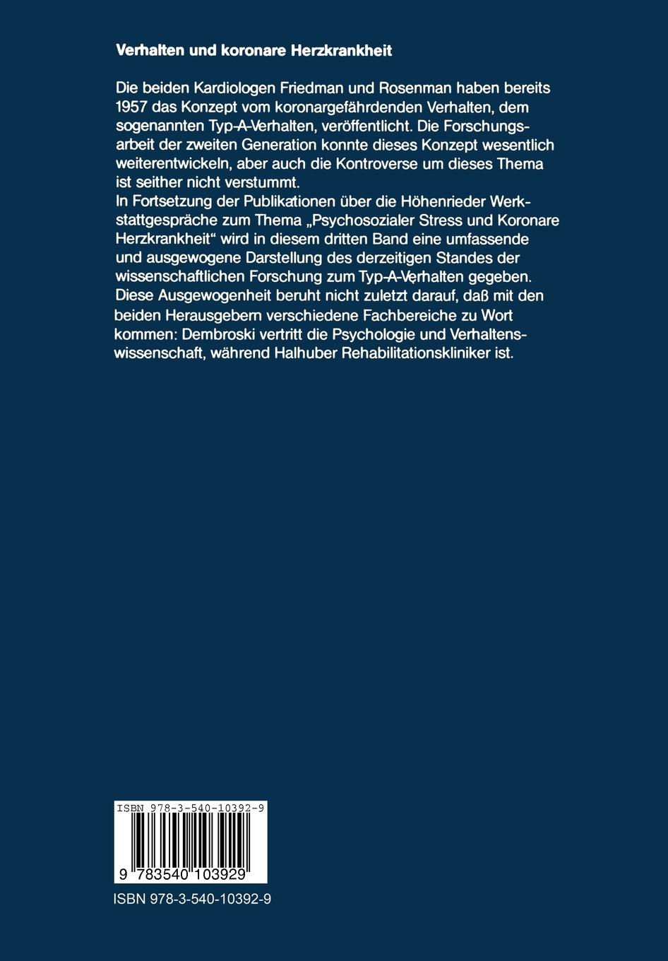 Rückseite: 9783540103929 | Psychosozialer "Stress" und koronare Herzkrankheit 3 | Taschenbuch | x