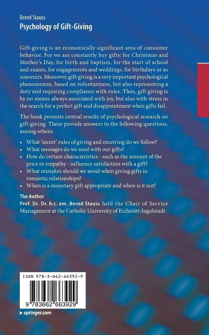 Rückseite: 9783662663929 | Psychology of Gift-Giving | Bernd Stauss | Taschenbuch | x | Englisch