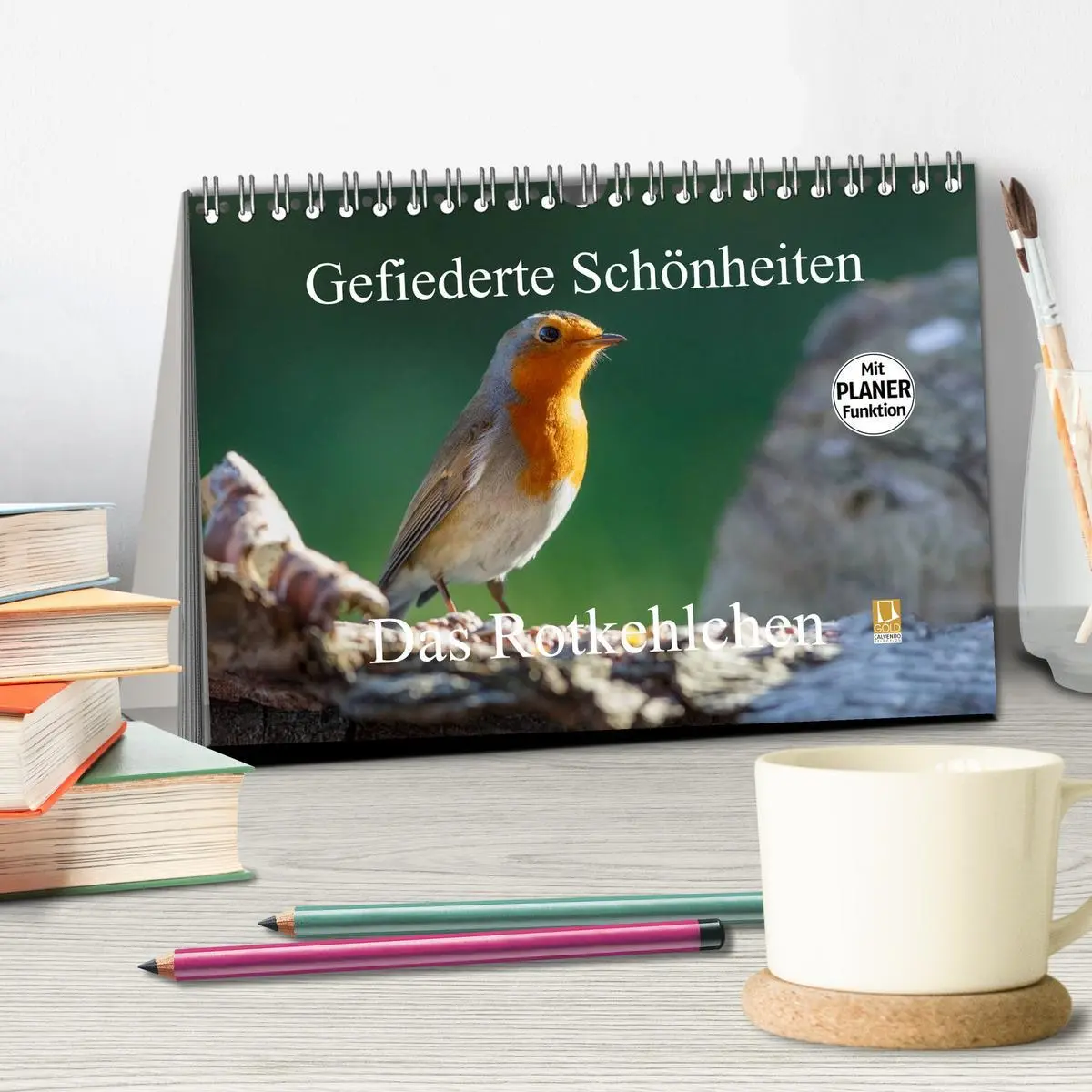 Bild: 9783516014129 | Gefiederte Schönheiten - Das Rotkehlchen / Planer (Tischkalender...