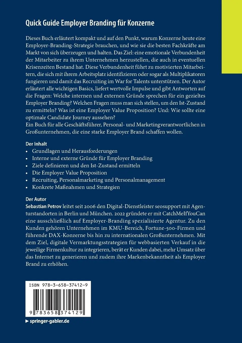 Rückseite: 9783658374129 | Quick Guide Employer Branding für Konzerne | Sebastian Petrov | Buch