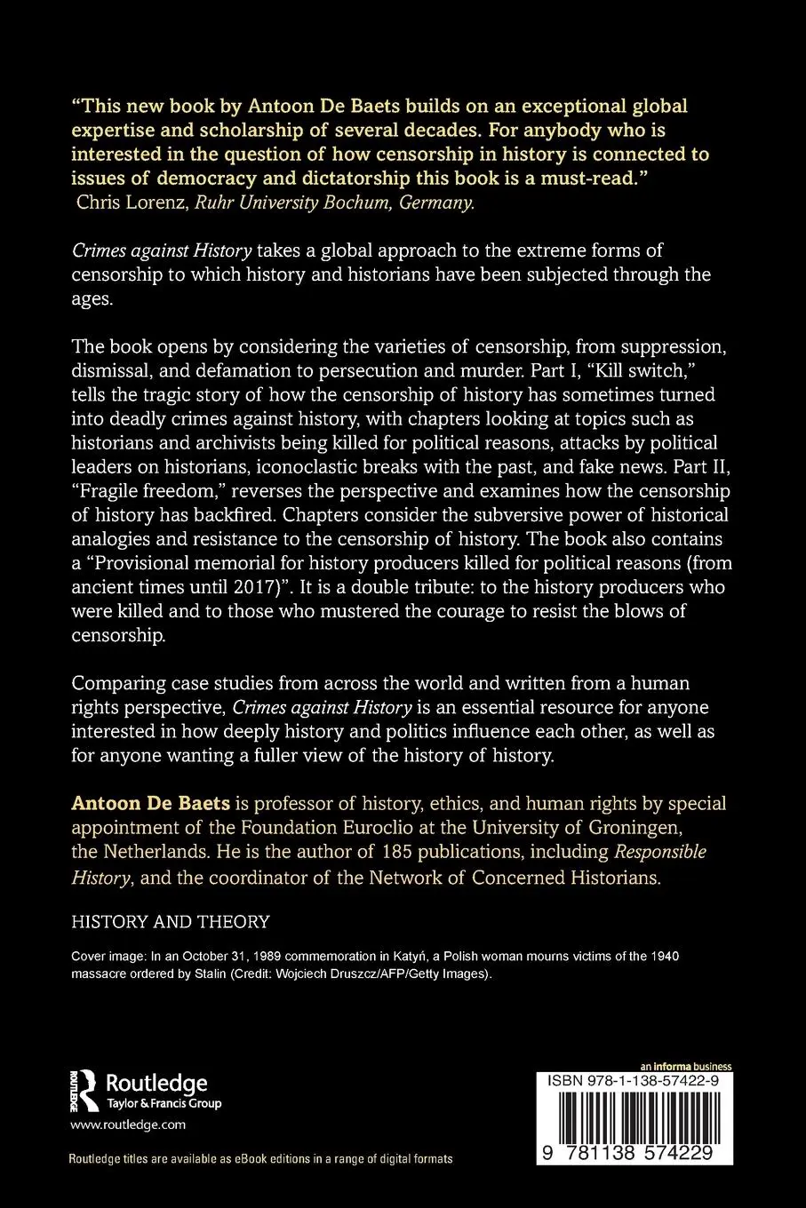 Rückseite: 9781138574229 | Crimes against History | Antoon De Baets | Taschenbuch | Englisch
