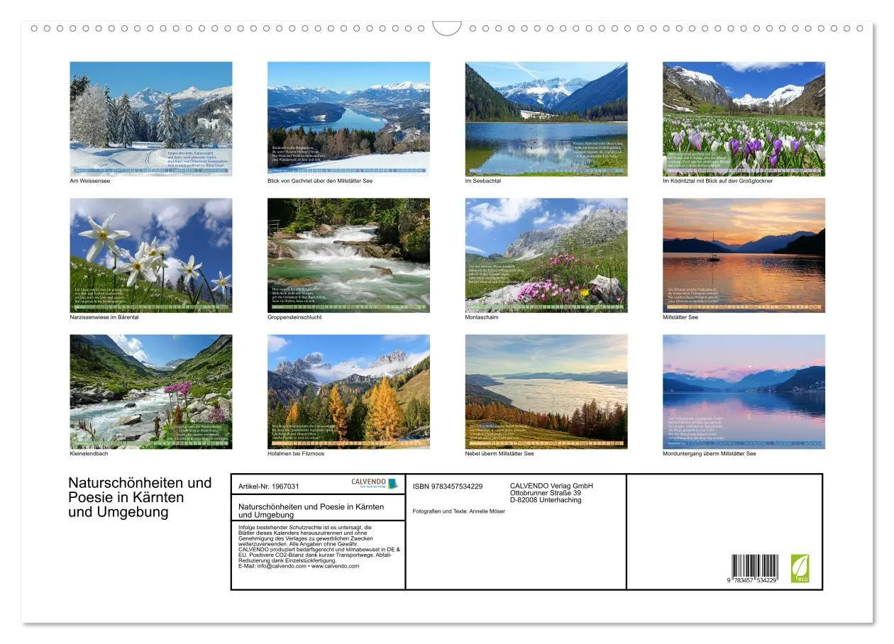 Bild: 9783457534229 | Naturschönheiten und Poesie in Kärnten und Umgebung (Wandkalender...