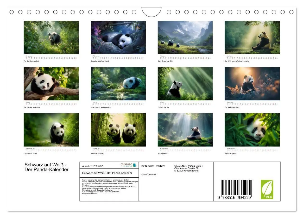 Bild: 9783516934229 | Schwarz auf Weiß - Der Panda-Kalender (Wandkalender 2027 DIN A4...