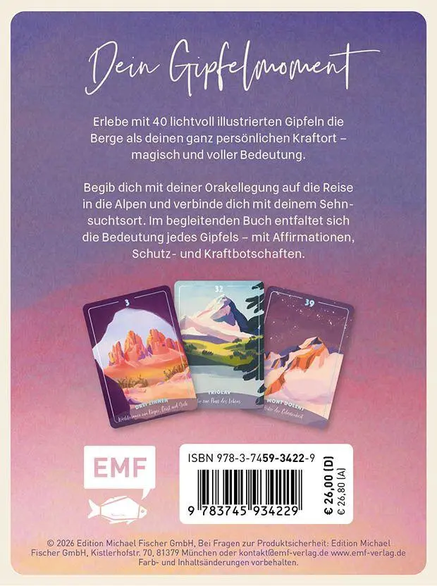 Rückseite: 9783745934229 | Orakel-Kartenset: Die Seele der Berge Finde die Energie der Alpen