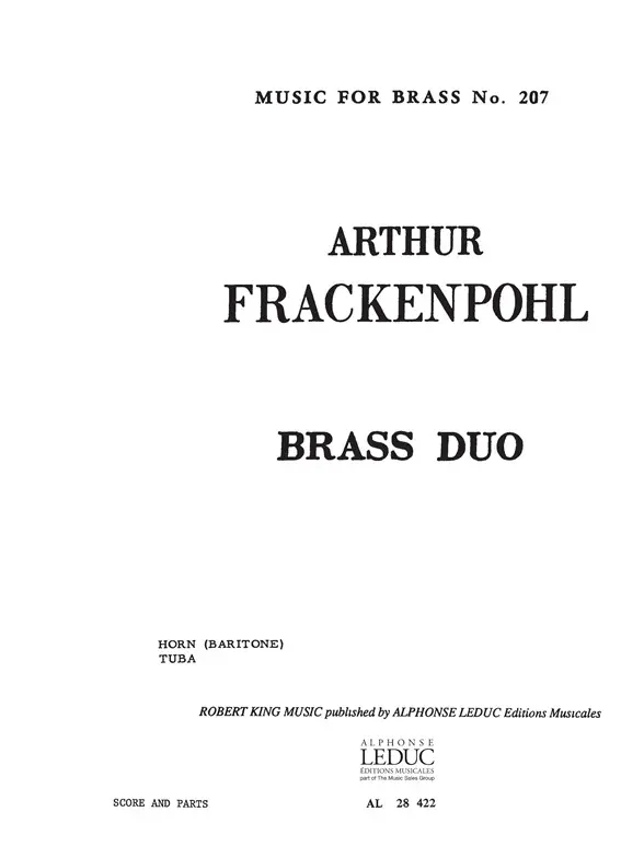 Cover: 9790046284229 | Brass Duo | Arthur R. Frackenpohl | Music for Brass (Robert King)
