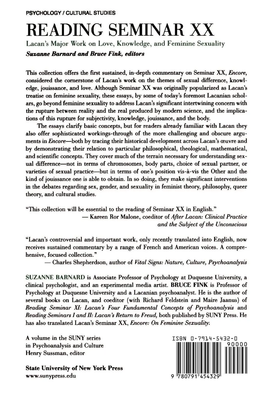 Rückseite: 9780791454329 | Reading Seminar XX | Suzanne Barnard (u. a.) | Taschenbuch | Englisch