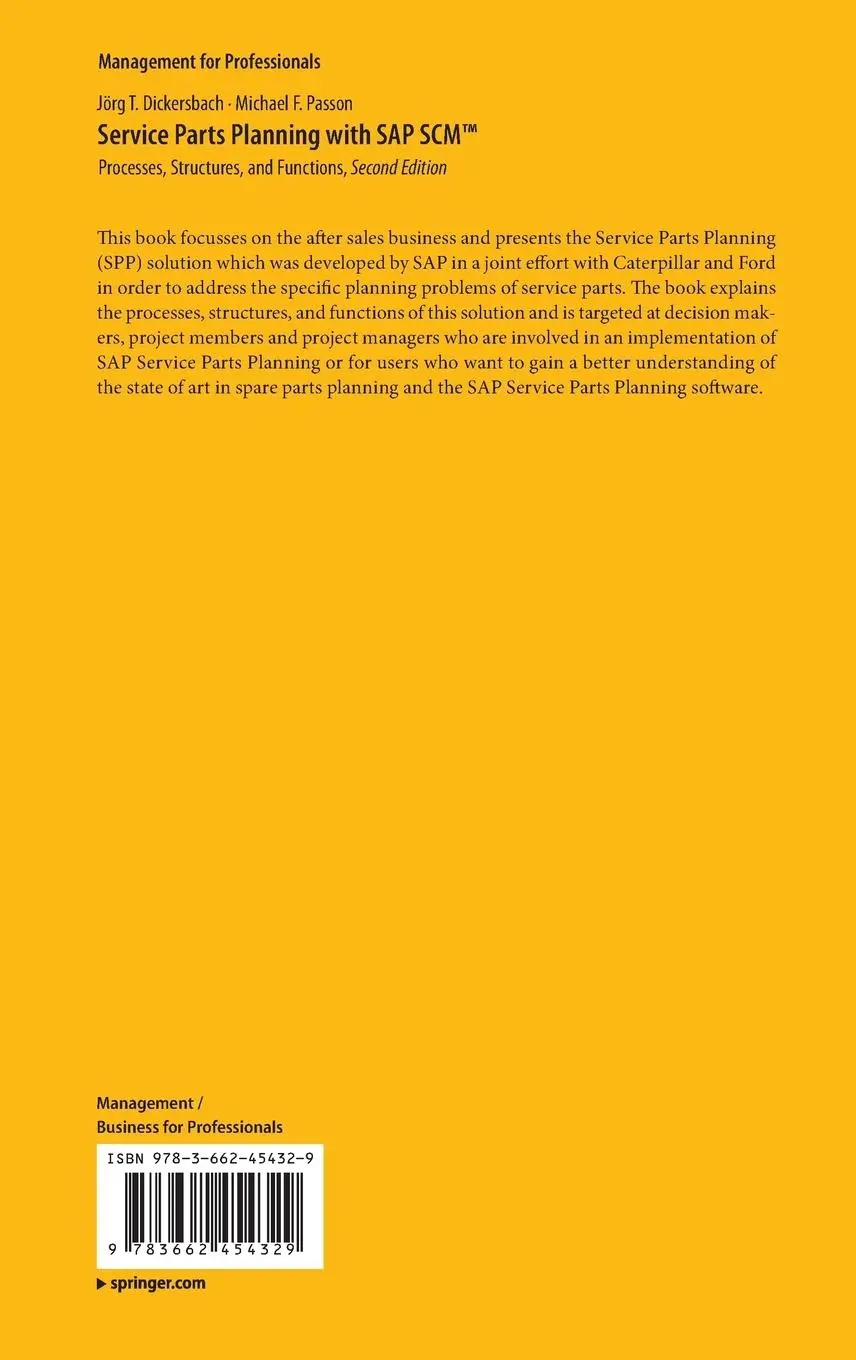 Rückseite: 9783662454329 | Service Parts Planning with SAP SCM(TM) | Michael F. Passon (u. a.)