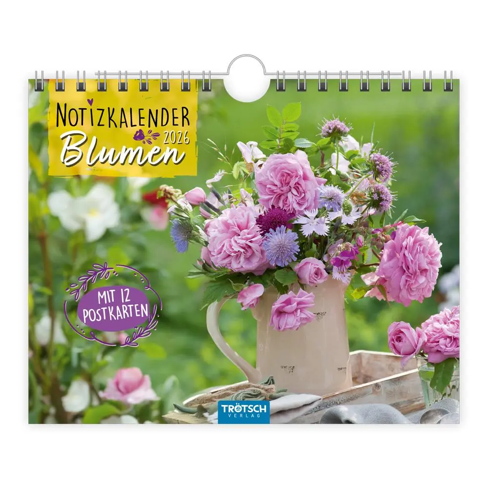 Cover: 9783988024329 | Trötsch Notizkalender Querformat Notizkalender Blumen 2026 mit 12...