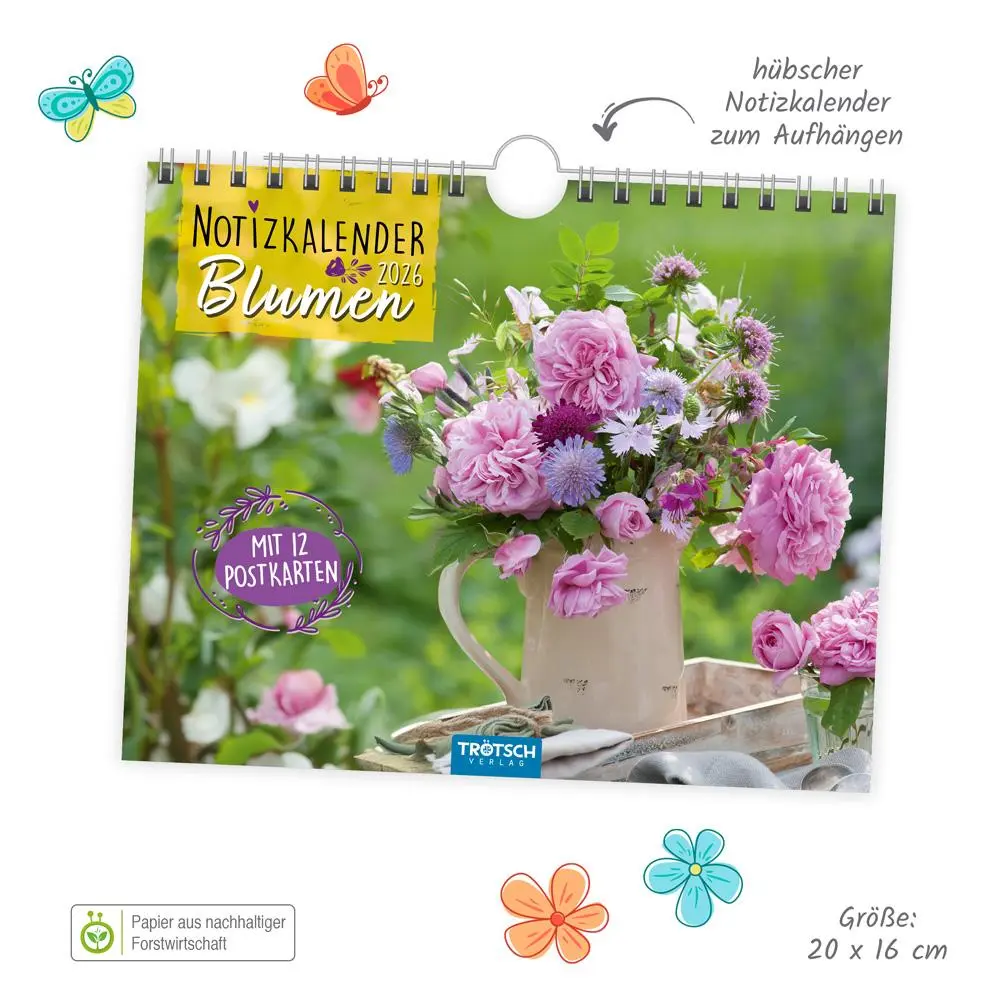 Bild: 9783988024329 | Trötsch Notizkalender Querformat Notizkalender Blumen 2026 mit 12...