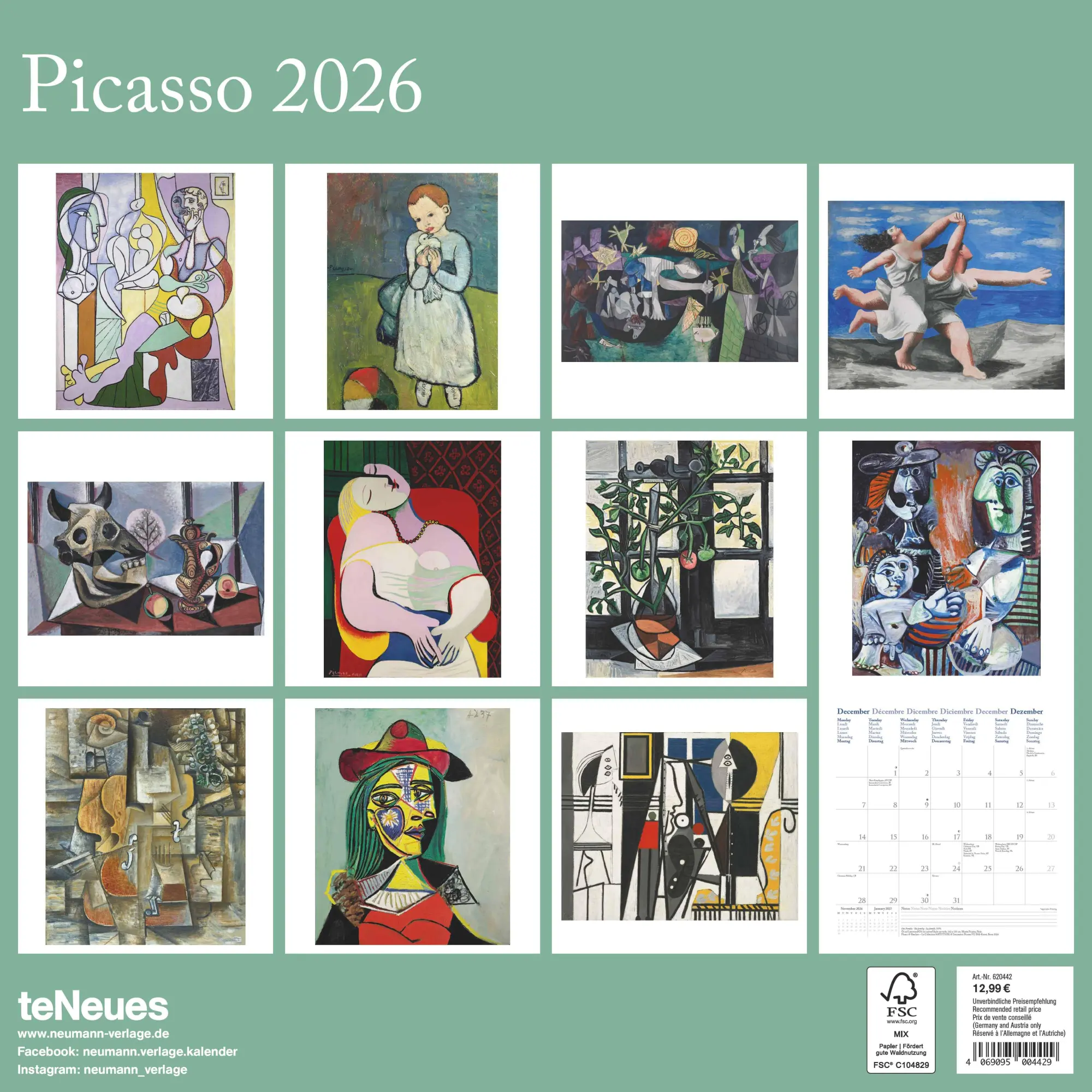 Rückseite: 4069095004429 | Picasso 2026 - Wand-Kalender - Broschüren-Kalender - 30x30 - 30x60...