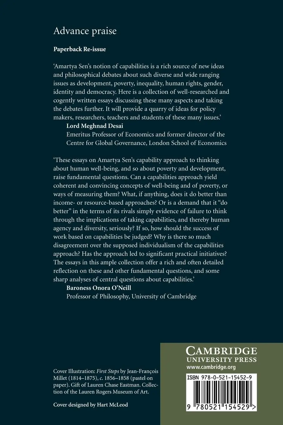 Rückseite: 9780521154529 | The Capability Approach | Concepts, Measures and Applications | Buch