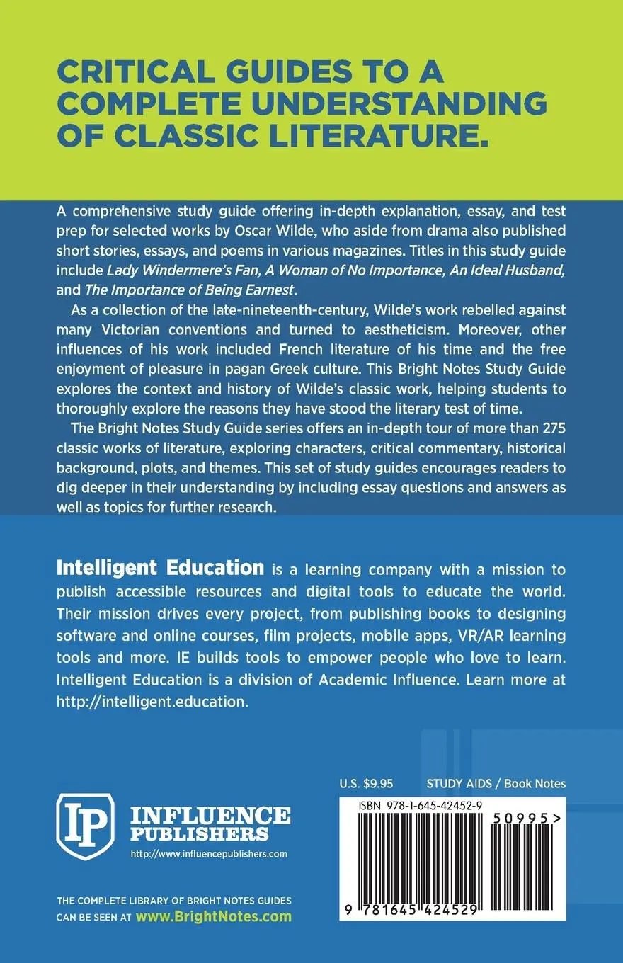 Rückseite: 9781645424529 | Study Guide to The Importance of Being Earnest and Other Works by...
