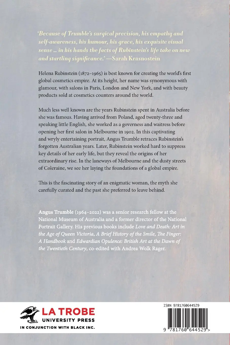 Rückseite: 9781760644529 | Helena Rubinstein | The Australian Years | Angus Trumble | Taschenbuch