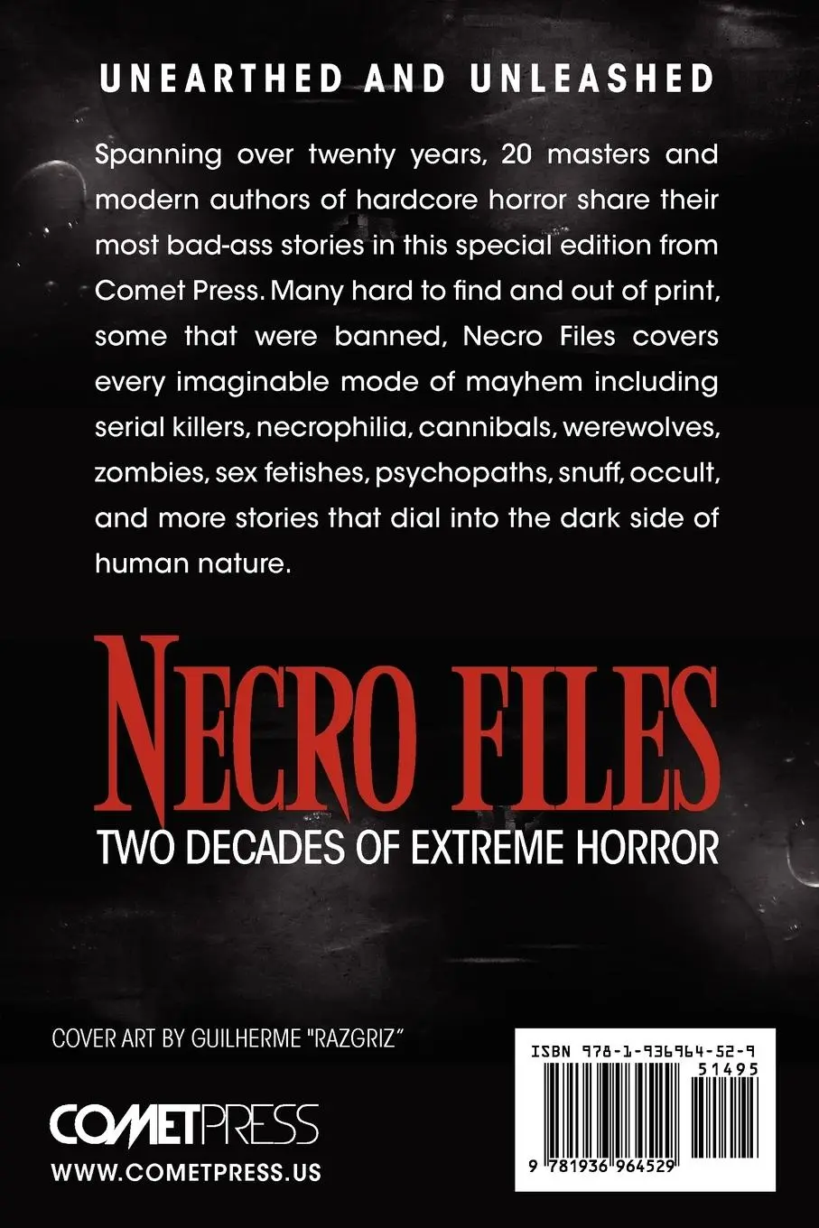 Rückseite: 9781936964529 | Necro Files | Two Decades of Extreme Horror | Martin (u. a.) | Buch
