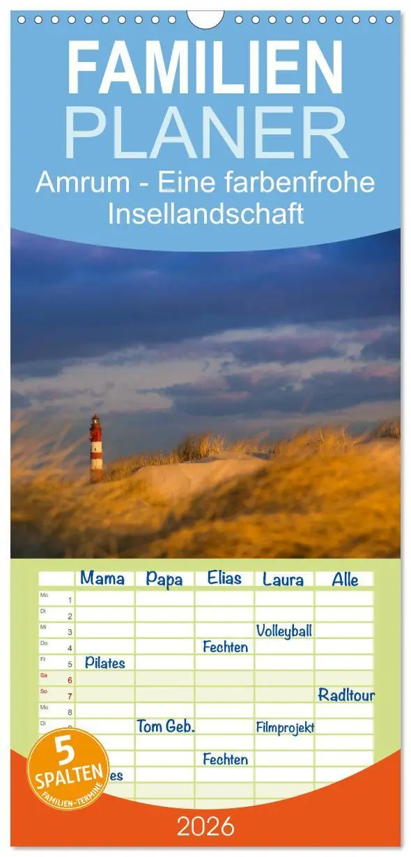 Cover: 9783516514629 | Familienplaner 2026 - Amrum - Eine farbenfrohe Insellandschaft mit...