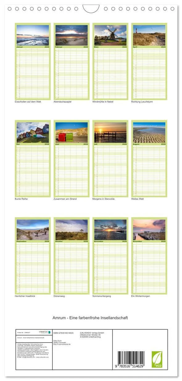 Bild: 9783516514629 | Familienplaner 2026 - Amrum - Eine farbenfrohe Insellandschaft mit...