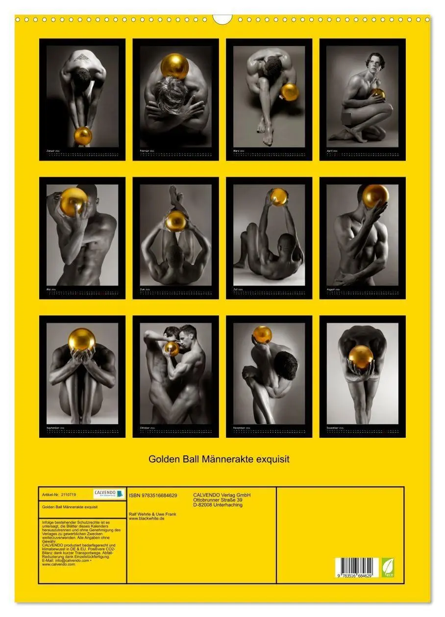 Bild: 9783516684629 | Golden Ball Männerakte exquisit (Wandkalender 2026 DIN A2 hoch),...