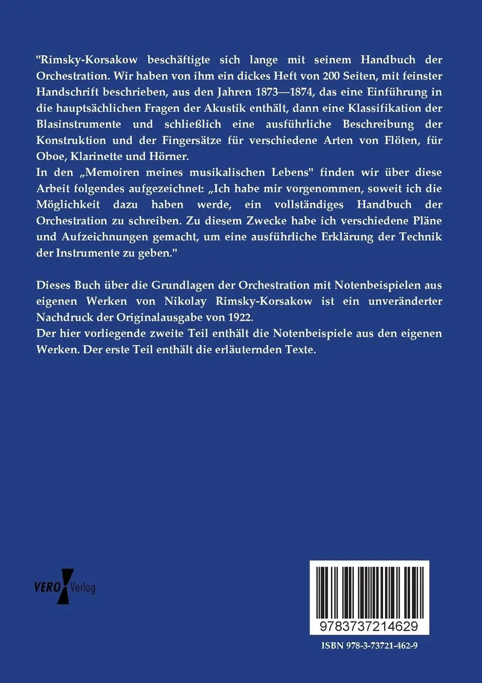 Rückseite: 9783737214629 | Grundlagen der Orchestration | Nikolay Rimsky-Korsakov | Taschenbuch