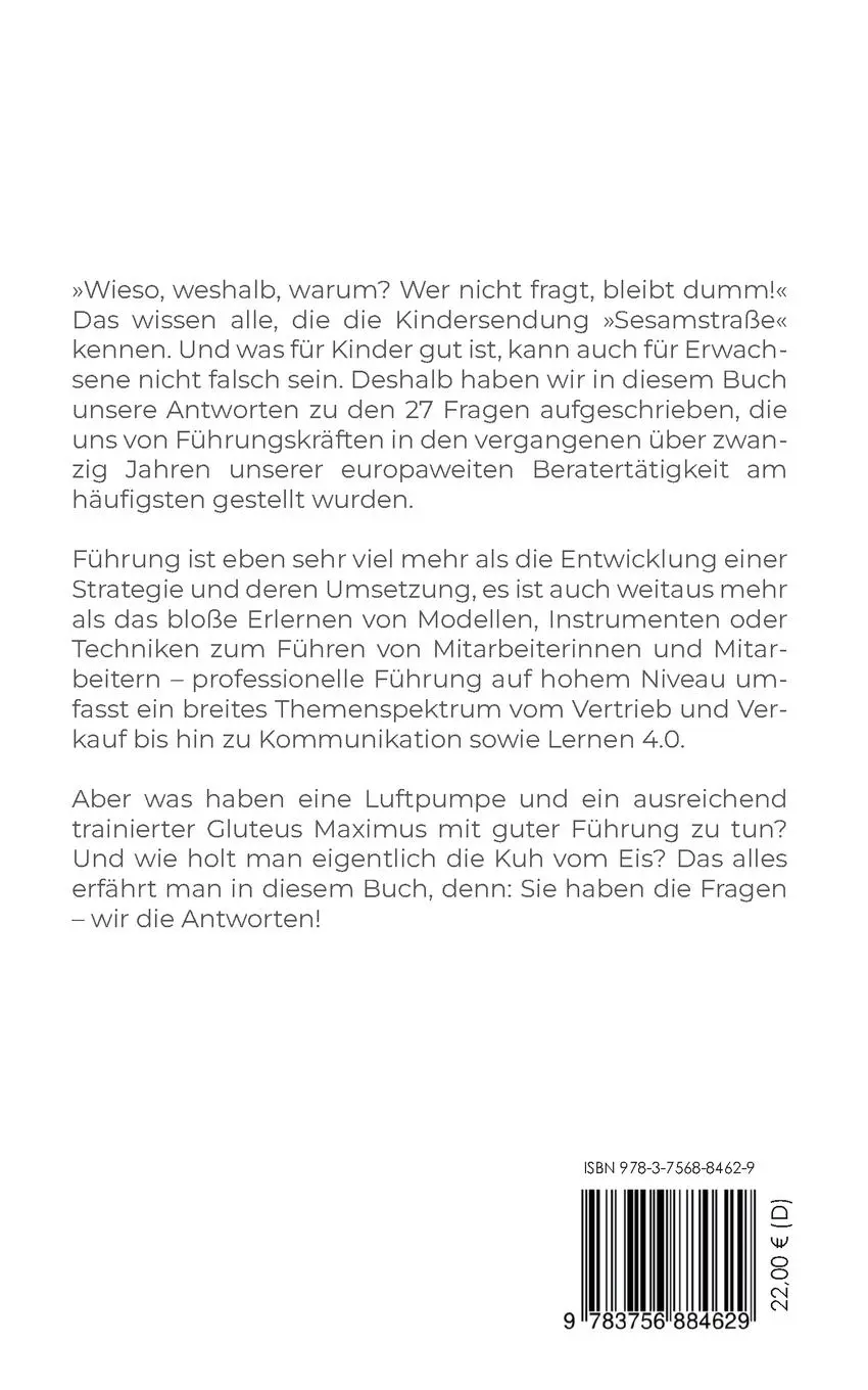 Rückseite: 9783756884629 | Führung ist mehr. | 27 Fragen, die wir auch beantworten können. | Buch