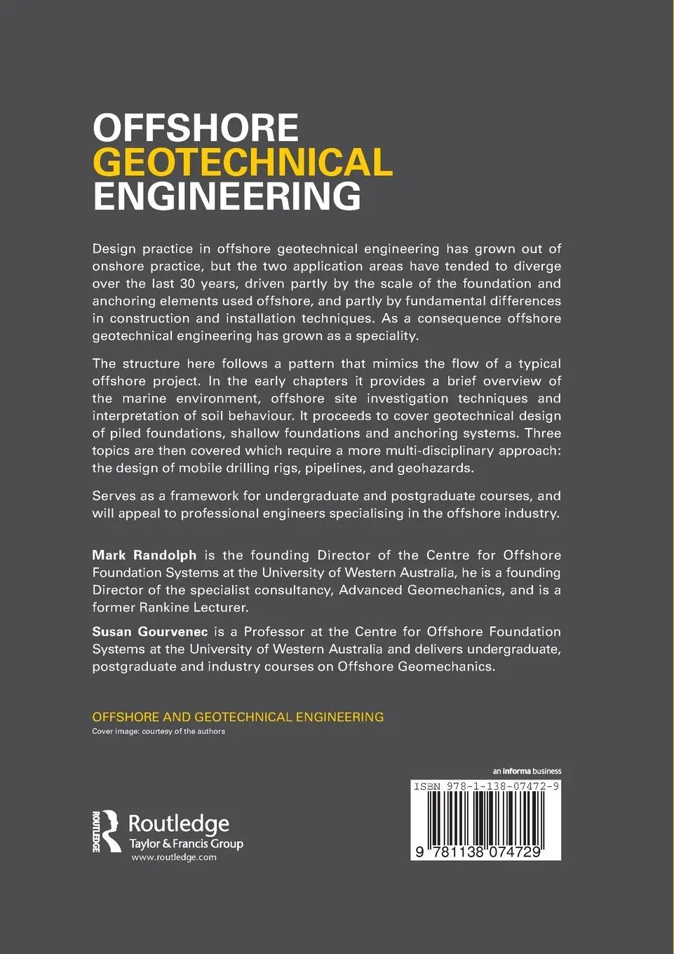 Rückseite: 9781138074729 | Offshore Geotechnical Engineering | Mark Randolph (u. a.) | Buch