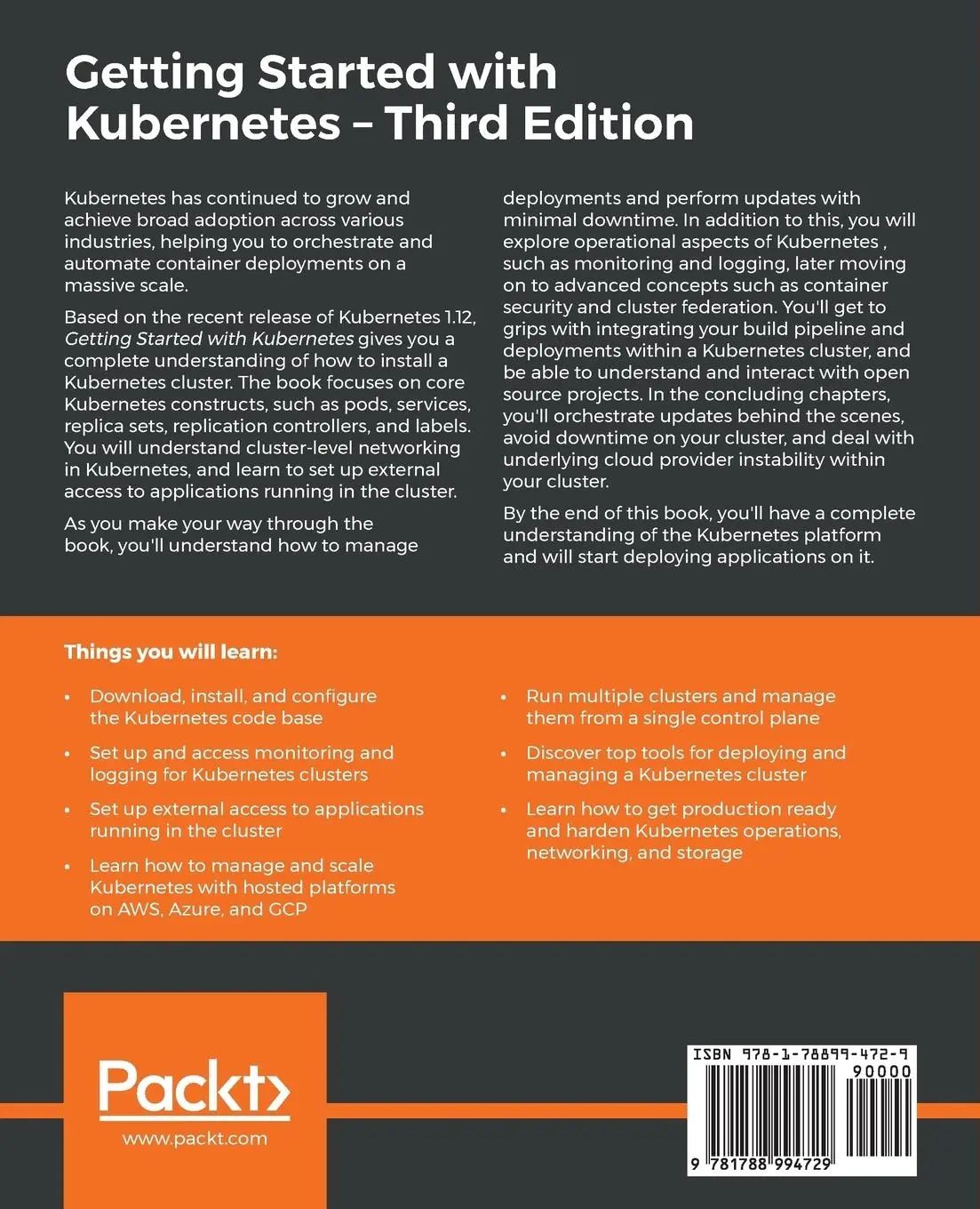 Rückseite: 9781788994729 | Getting started with Kubernetes, Third Edition | Jesse White (u. a.)