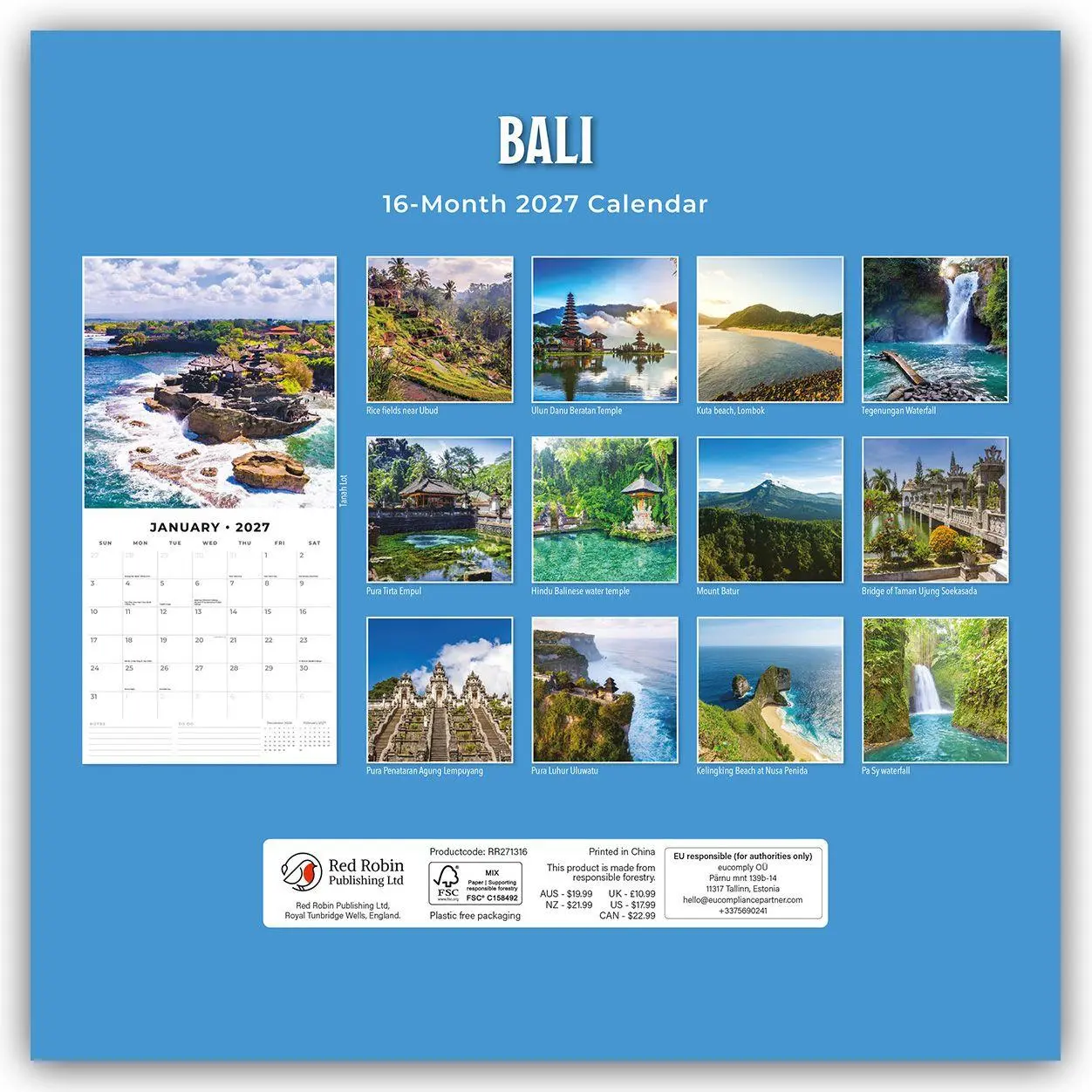Rückseite: 9781837014729 | Bali 2027 - 16-Monatskalender | Robin Red | Kalender | 28 S. | Deutsch