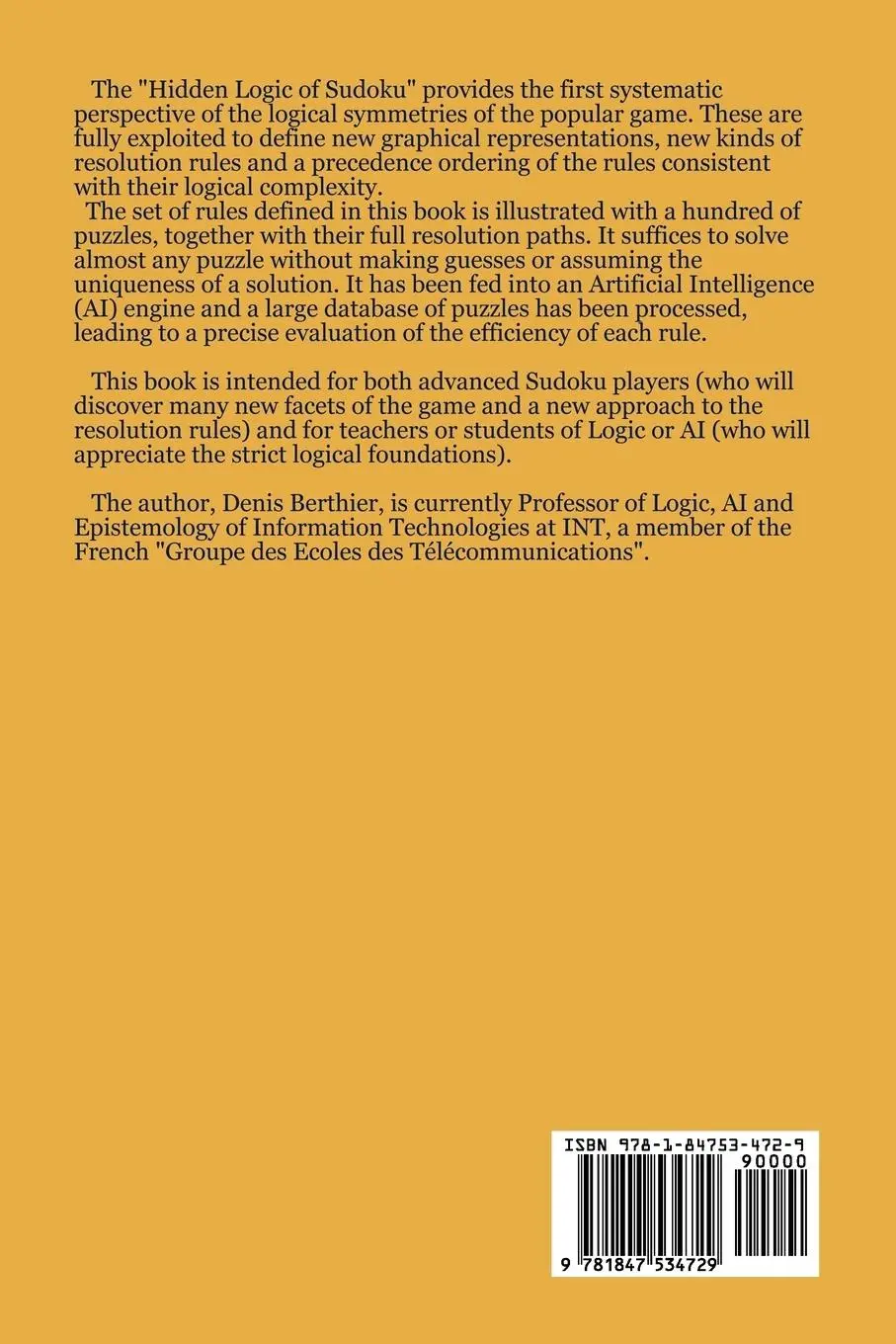 Rückseite: 9781847534729 | The Hidden Logic of Sudoku | Denis Berthier | Taschenbuch | Englisch