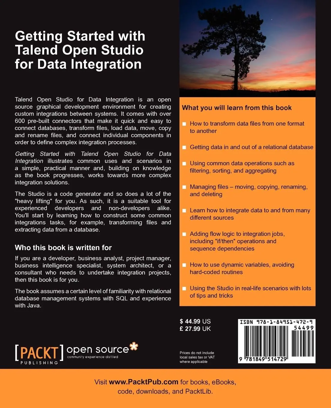 Rückseite: 9781849514729 | Getting Started with Talend Open Studio for Data Integration | Bowen