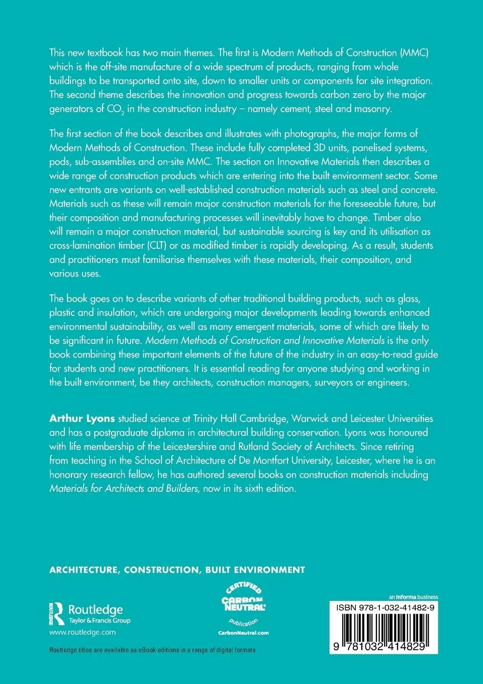 Rückseite: 9781032414829 | Modern Methods of Construction and Innovative Materials | Arthur Lyons