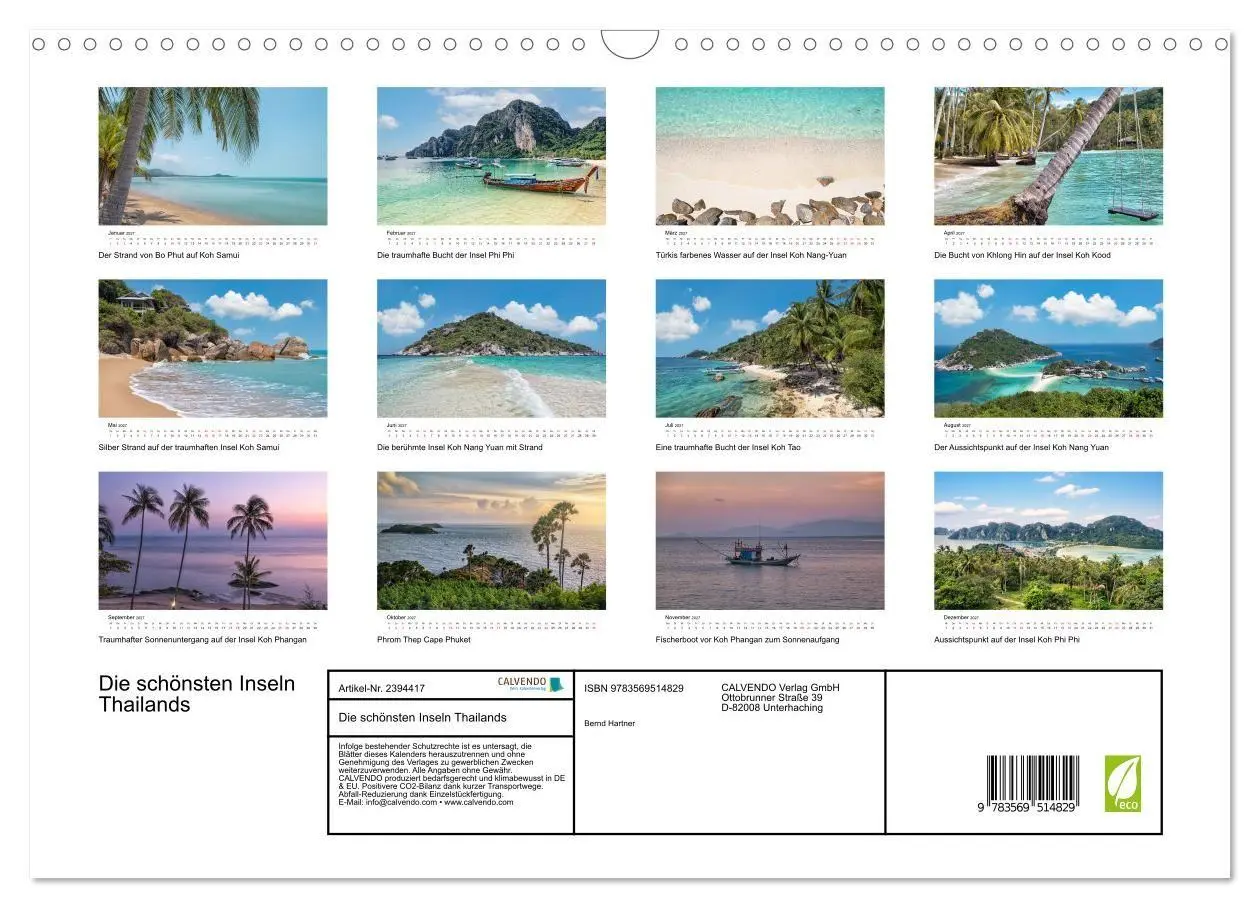 Bild: 9783569514829 | Die schönsten Inseln Thailands (Wandkalender 2027 DIN A3 quer),...