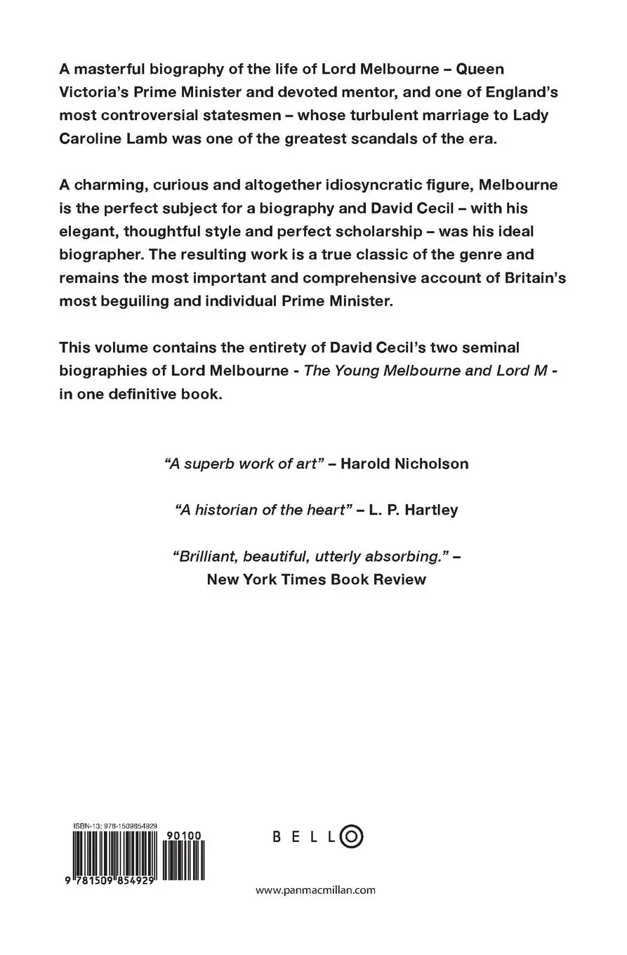 Rückseite: 9781509854929 | The Young Melbourne &amp; Lord M | David Cecil | Taschenbuch | Englisch