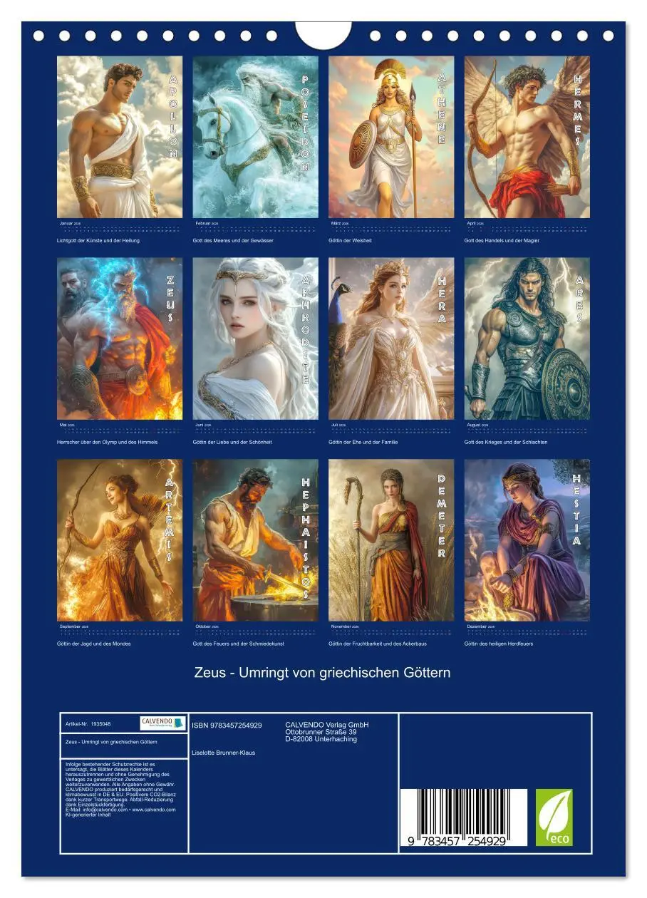 Bild: 9783457254929 | Zeus - Umringt von griechischen Göttern (Wandkalender 2026 DIN A4...