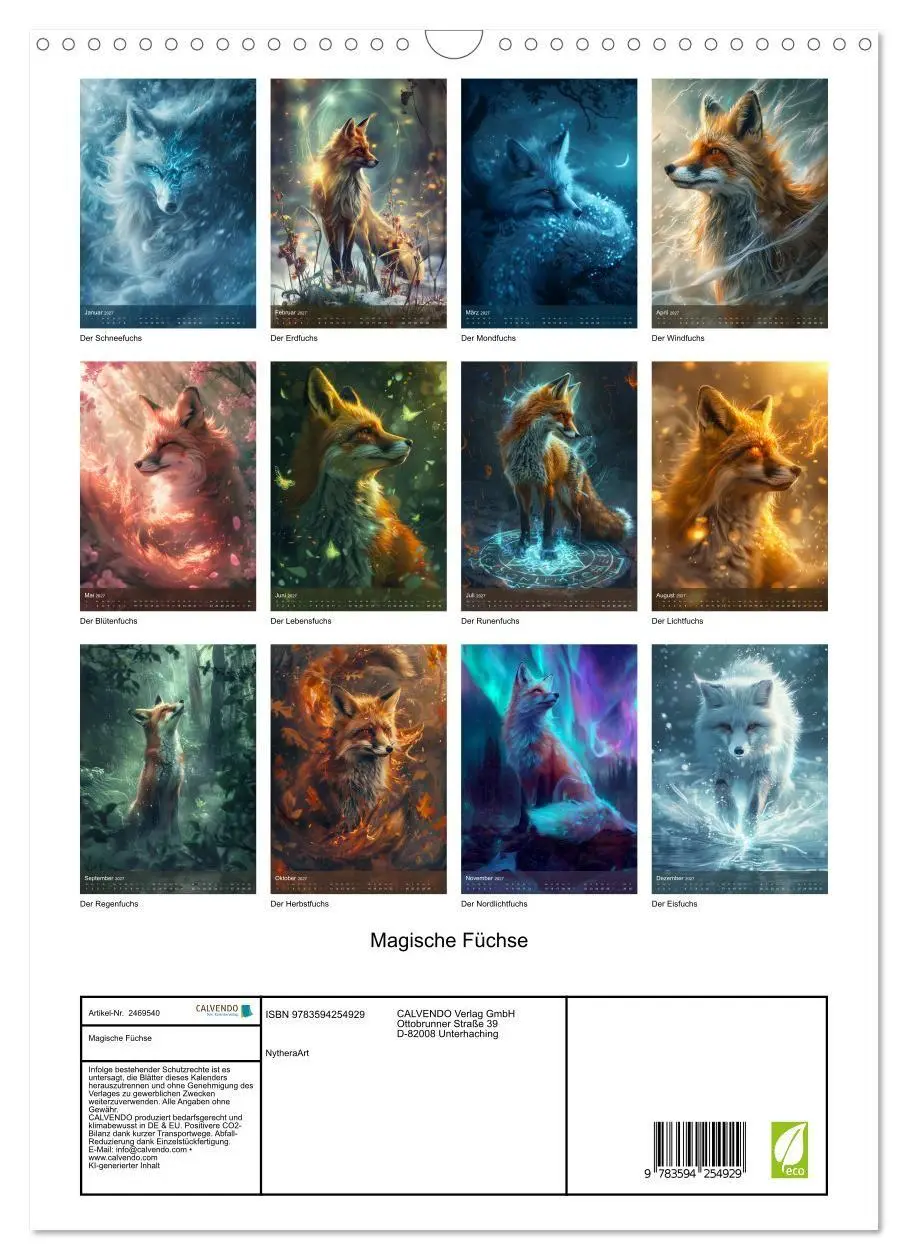 Bild: 9783594254929 | Magische Füchse (Wandkalender 2027 DIN A3 hoch), CALVENDO...