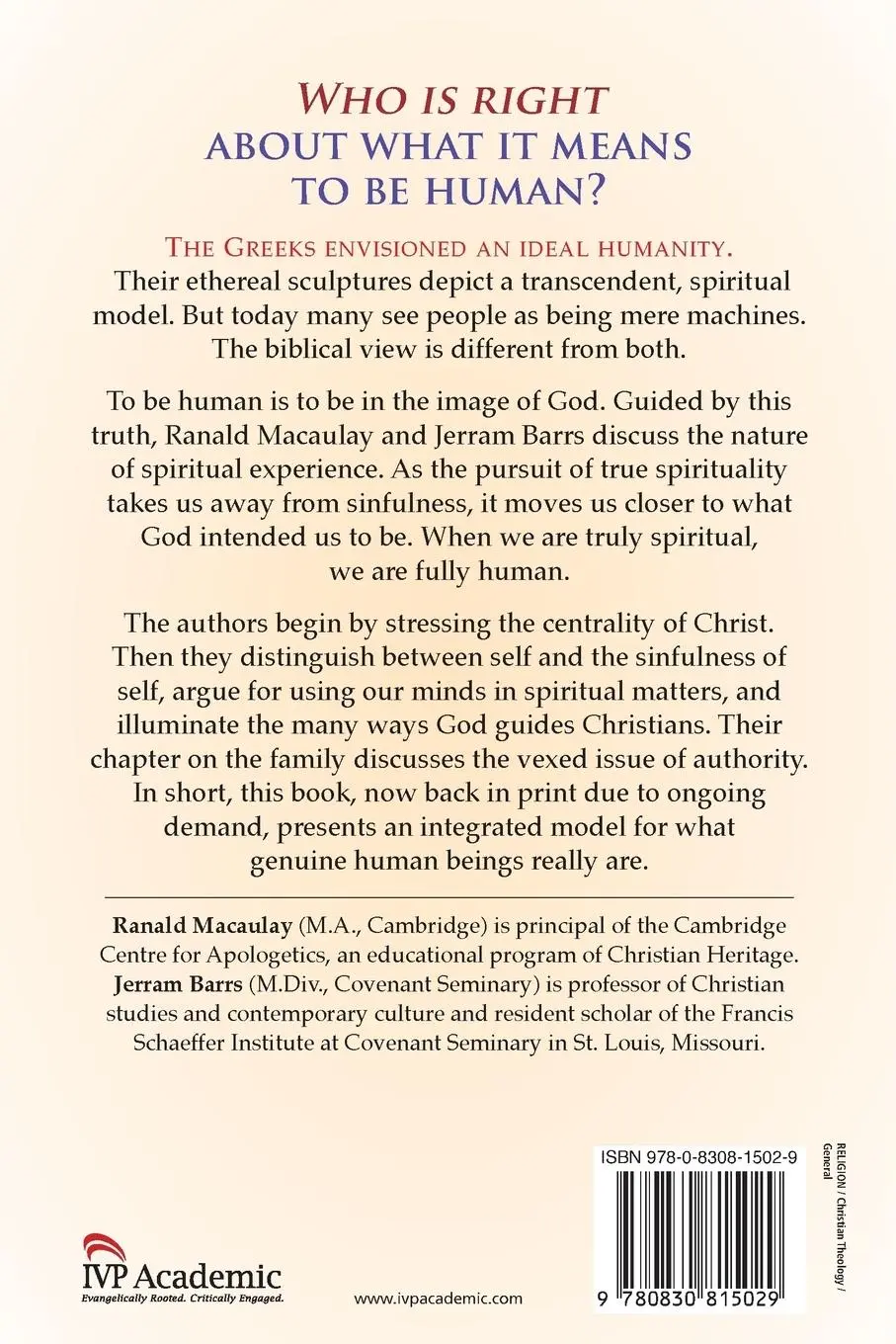 Rückseite: 9780830815029 | Being Human | The Nature of Spiritual Experience | Macaulay (u. a.)