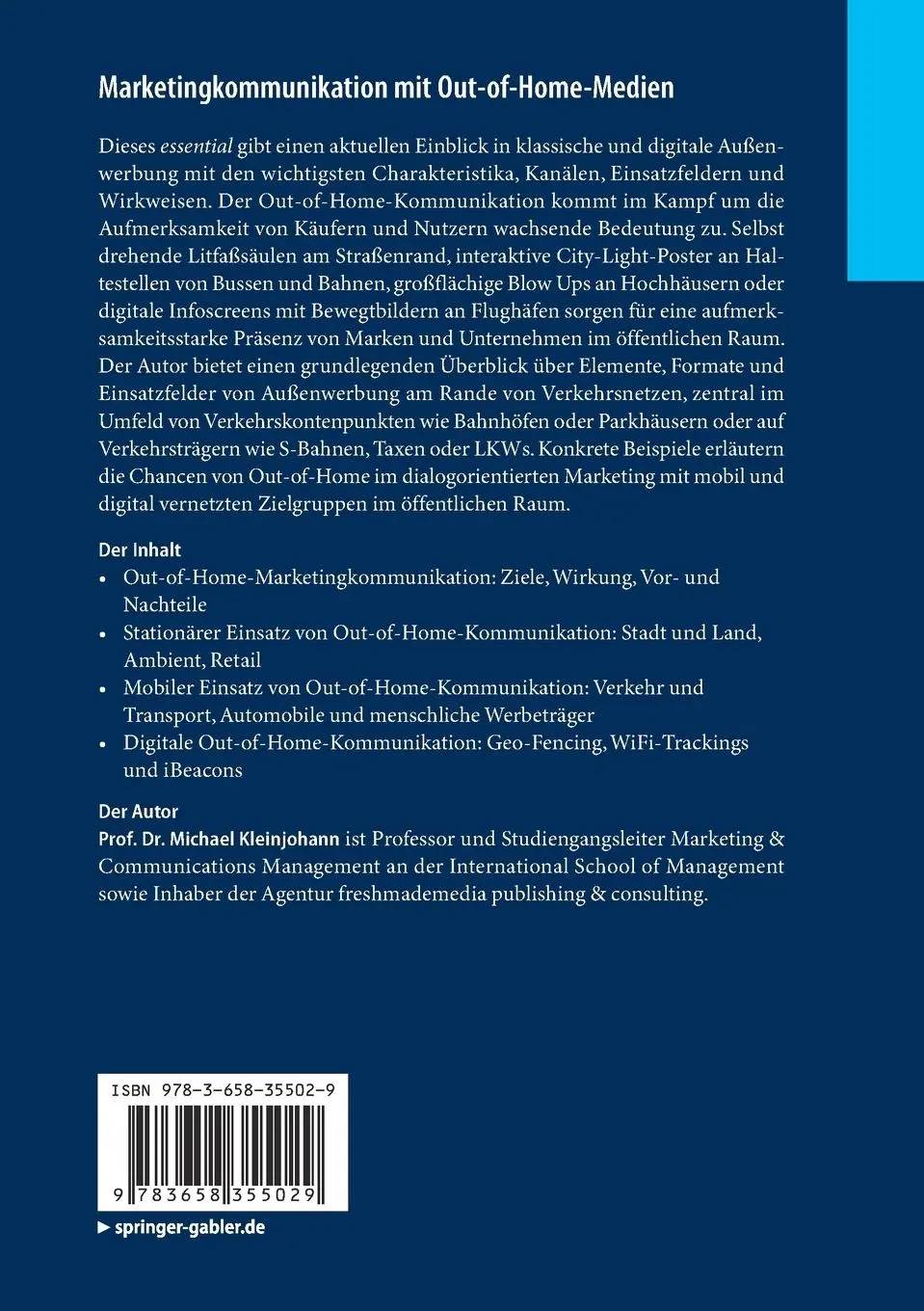 Rückseite: 9783658355029 | Marketingkommunikation mit Out-of-Home-Medien | Michael Kleinjohann