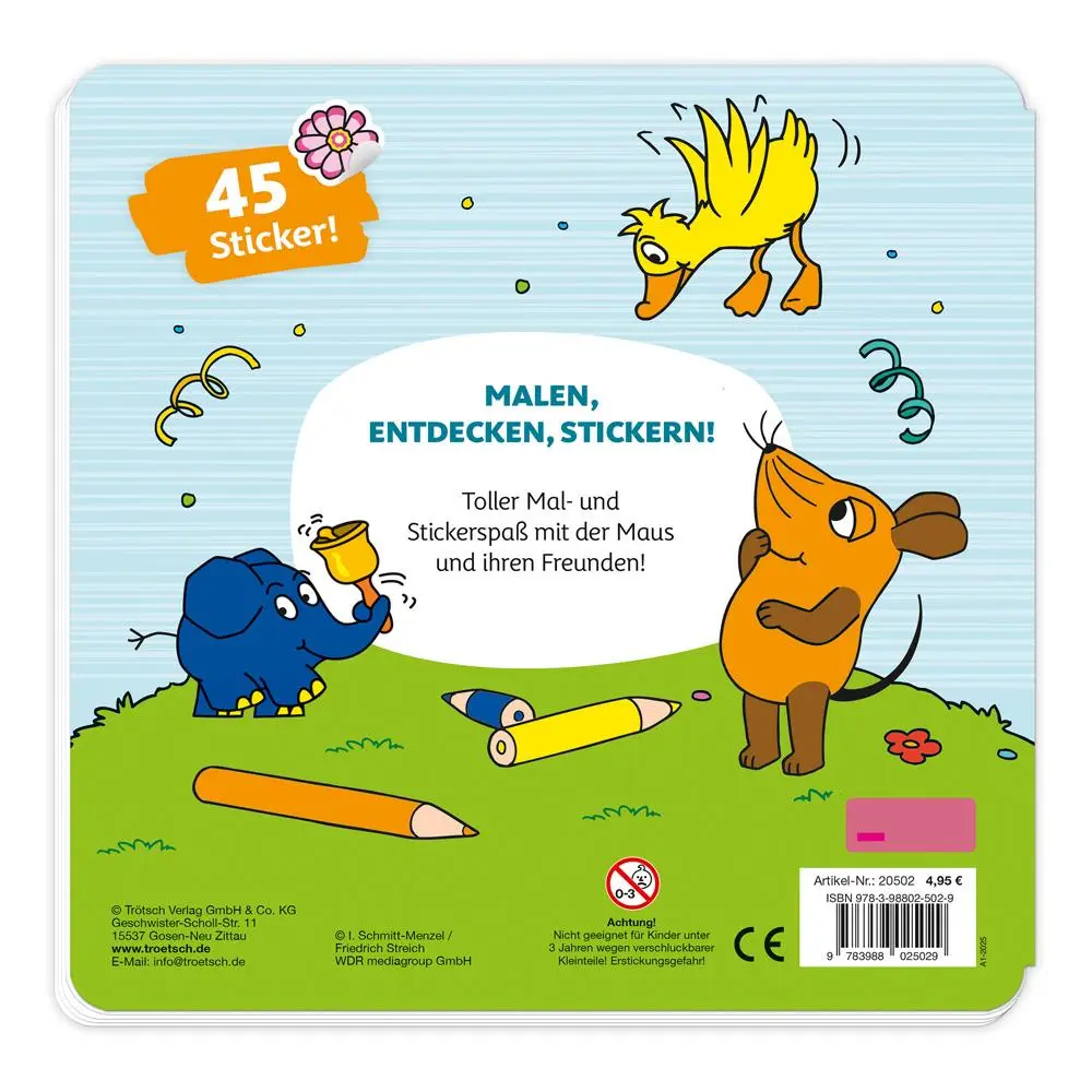 Bild: 9783988025029 | Trötsch Die Maus Stickermalbuch Malbuch mit Stickern | KG | Buch