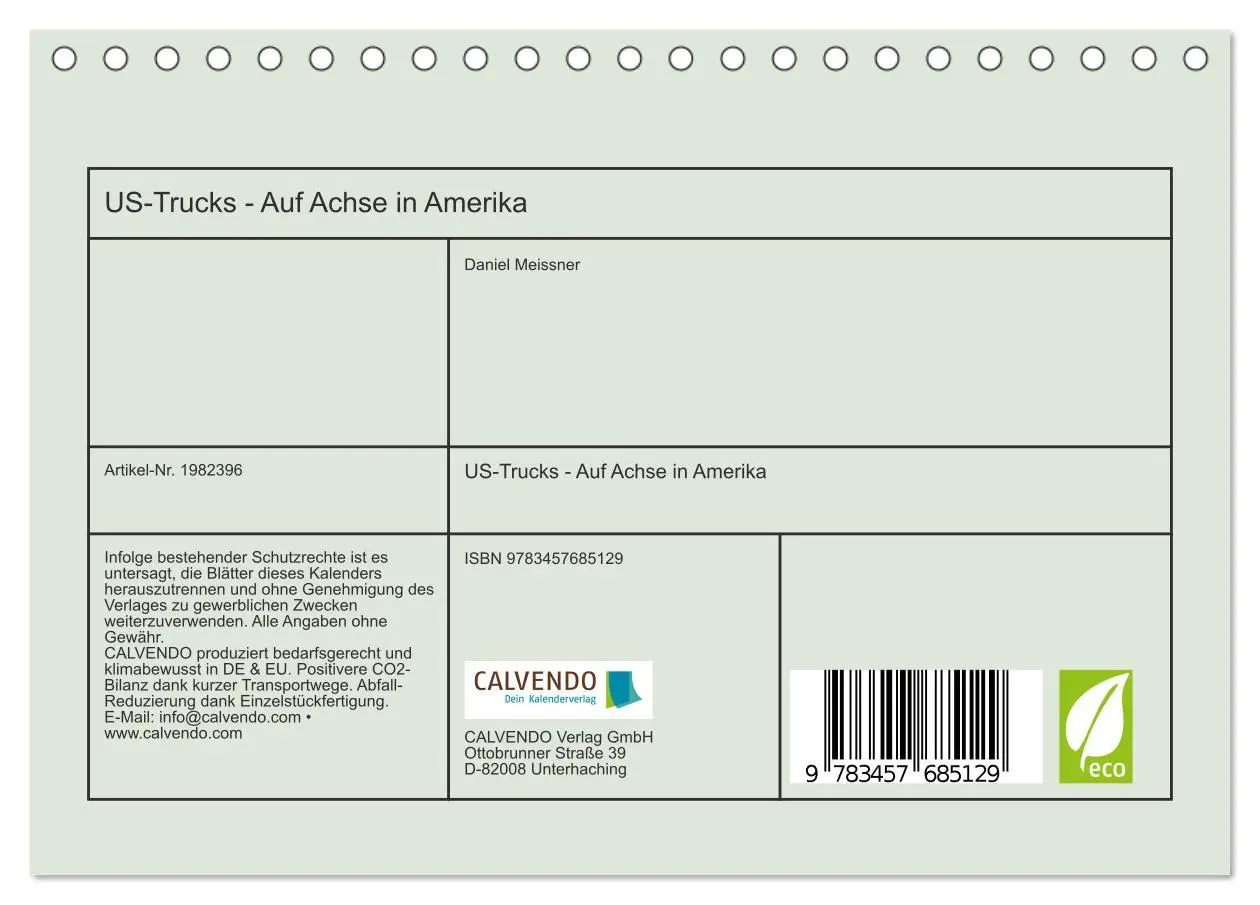 Bild: 9783457685129 | US-Trucks - Auf Achse in Amerika (Tischkalender 2026 DIN A5 quer),...