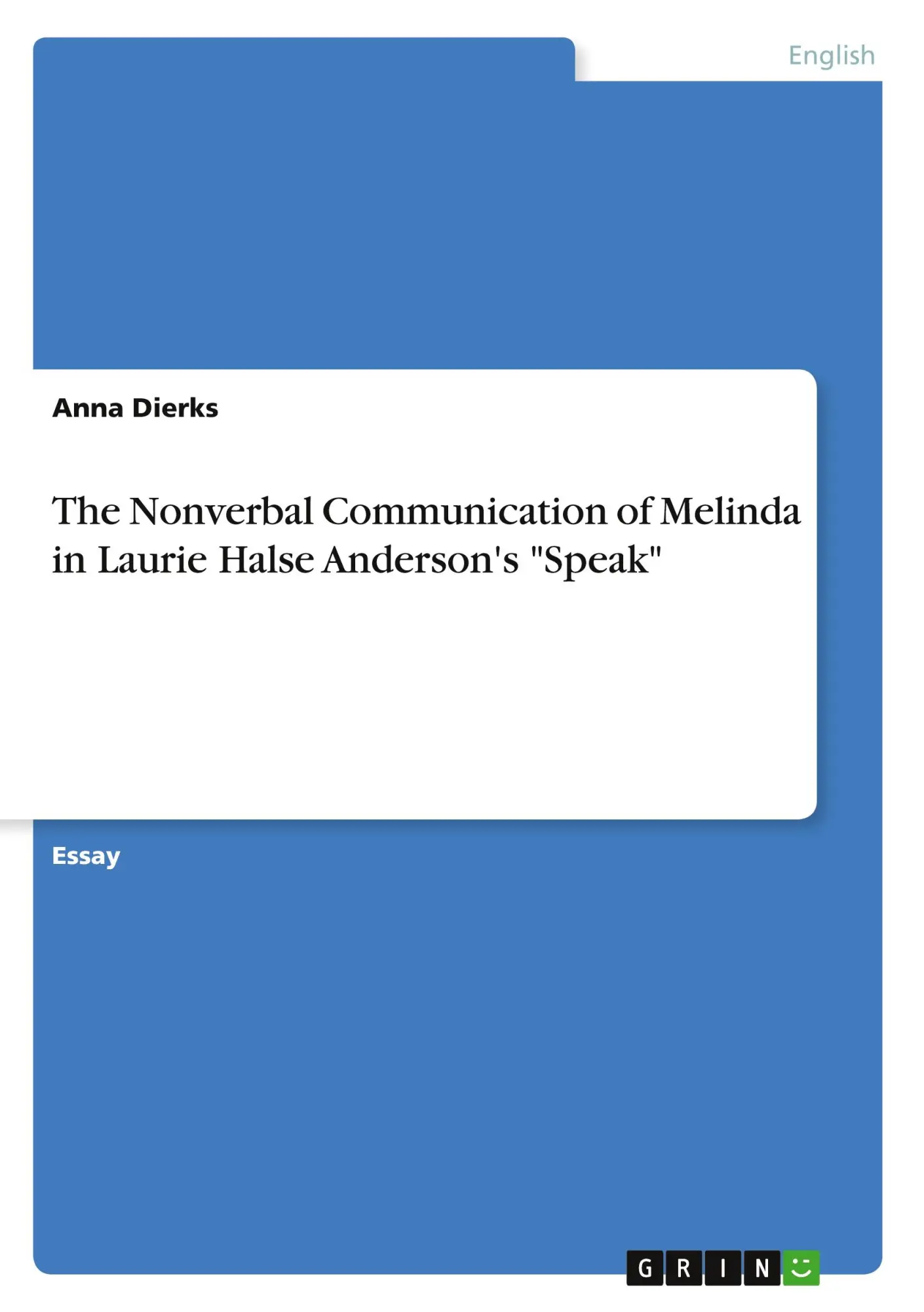 Cover: 9783668555129 | The Nonverbal Communication of Melinda in Laurie Halse Anderson's...