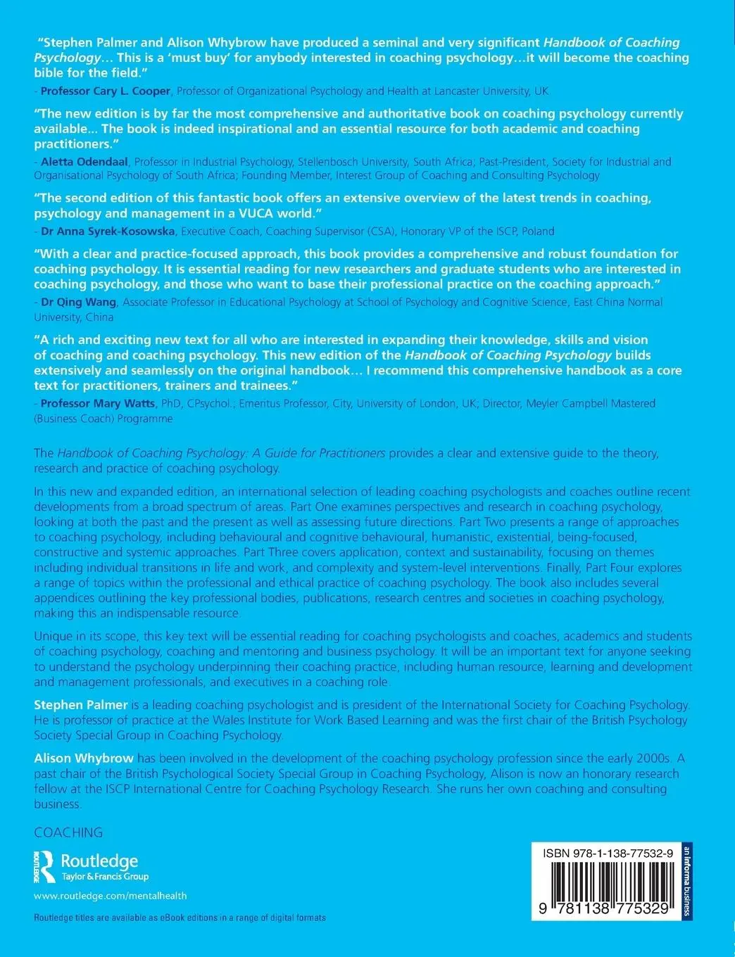 Rückseite: 9781138775329 | Handbook of Coaching Psychology | A Guide for Practitioners | Buch