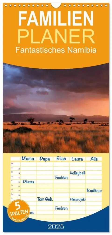 Cover: 9783457115329 | Familienplaner 2025 - Fantastisches Namibia mit 5 Spalten...