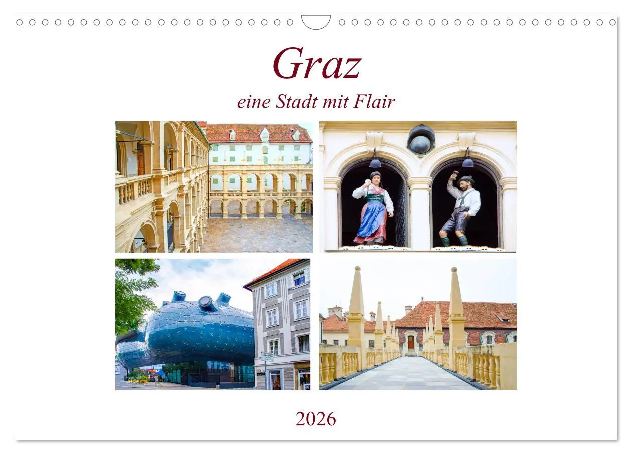 Cover: 9783457805329 | Graz - eine Stadt mit Flair (Wandkalender 2026 DIN A3 quer),...