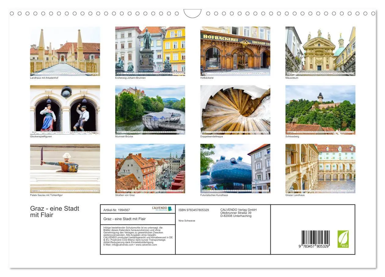 Bild: 9783457805329 | Graz - eine Stadt mit Flair (Wandkalender 2026 DIN A3 quer),...