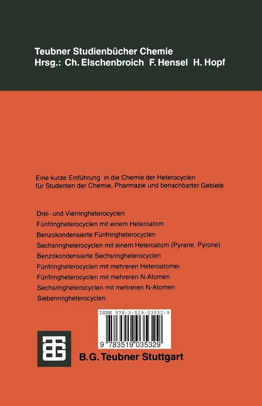 Rückseite: 9783519035329 | Kurze Einführung in die Chemie der Heterocyclen | Ulrich Wolf | Buch