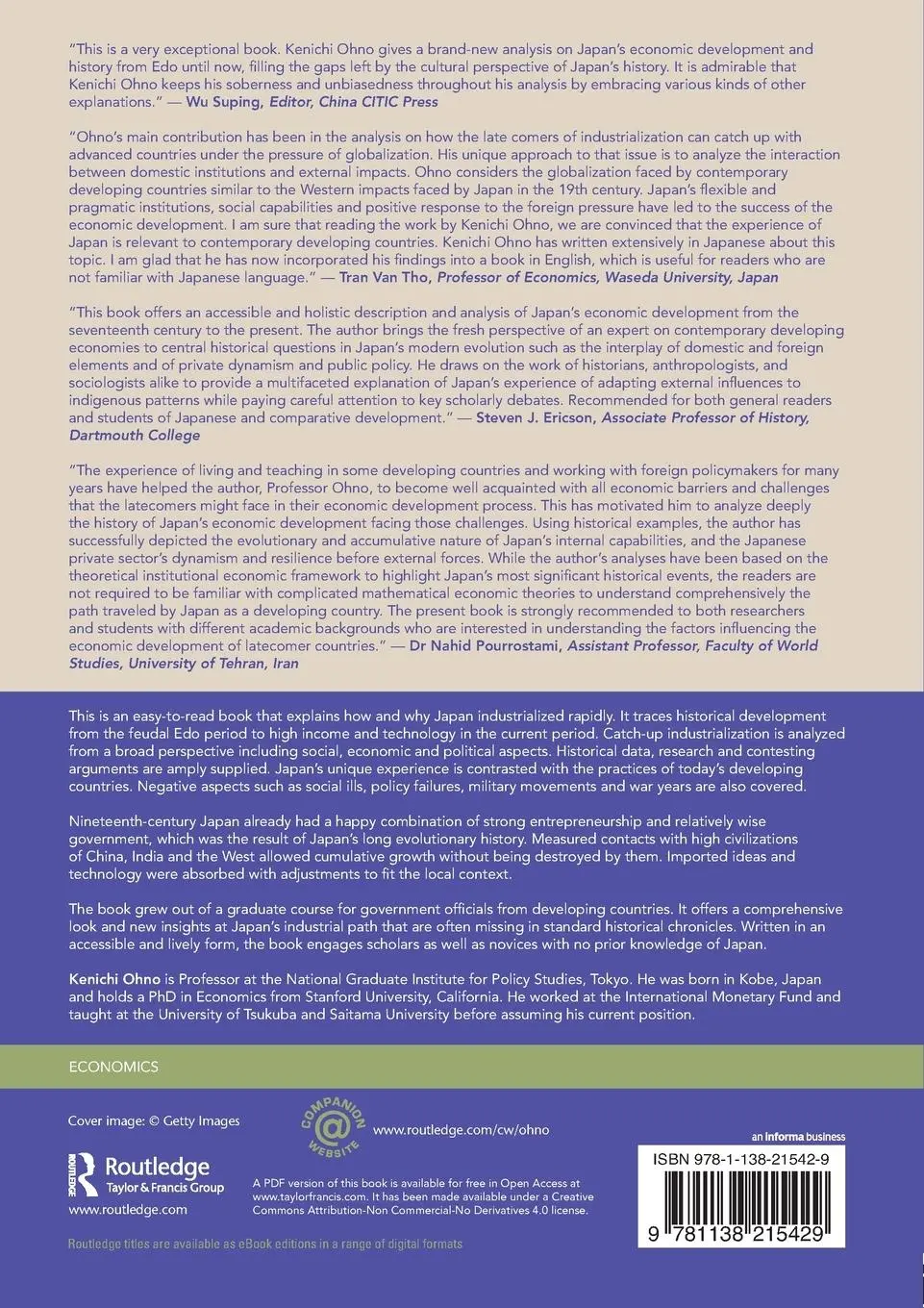 Rückseite: 9781138215429 | The History of Japanese Economic Development | Kenichi Ohno | Buch